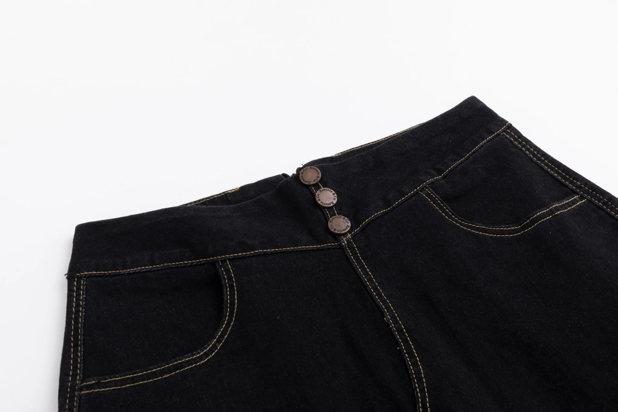 3 Button Denim Skirt-Black Denim - Image 6