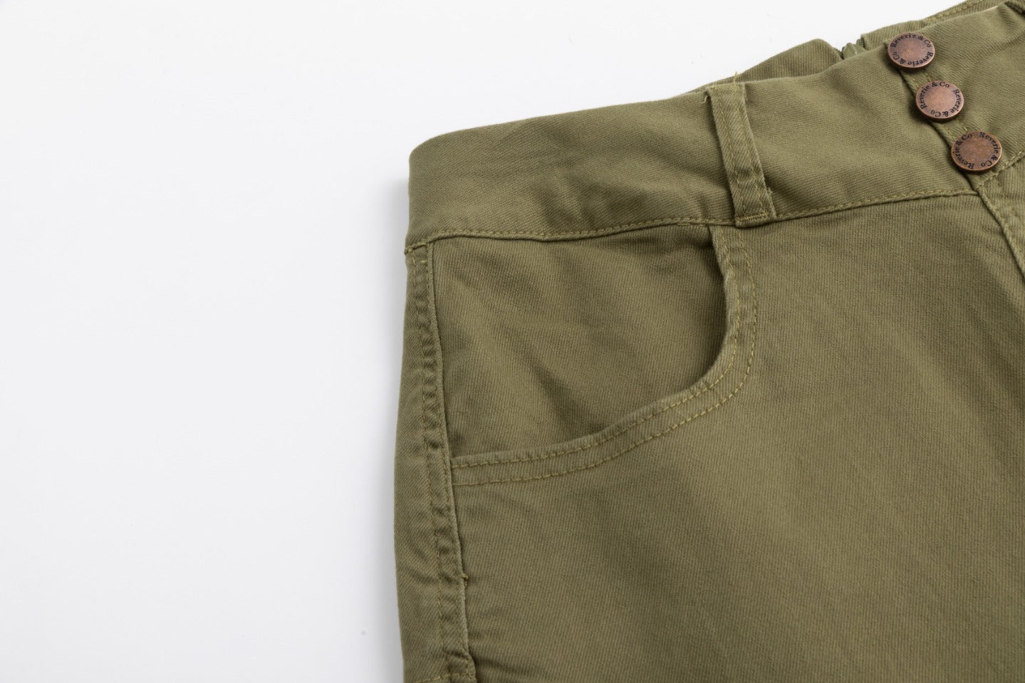 3 Button Denim Skirt - Green Moss - Image 6