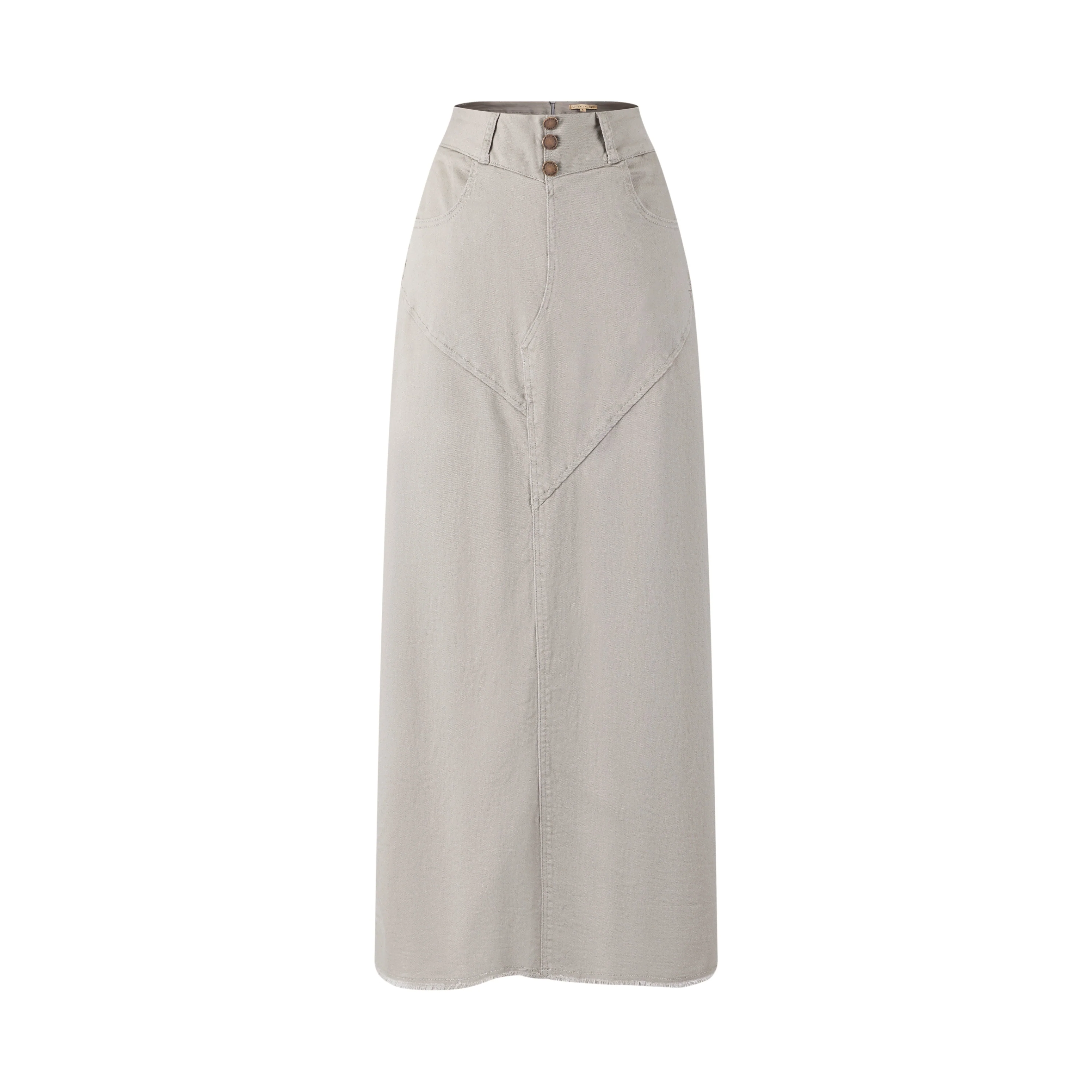3 Button Denim Skirt- Grey Stone - Image 2
