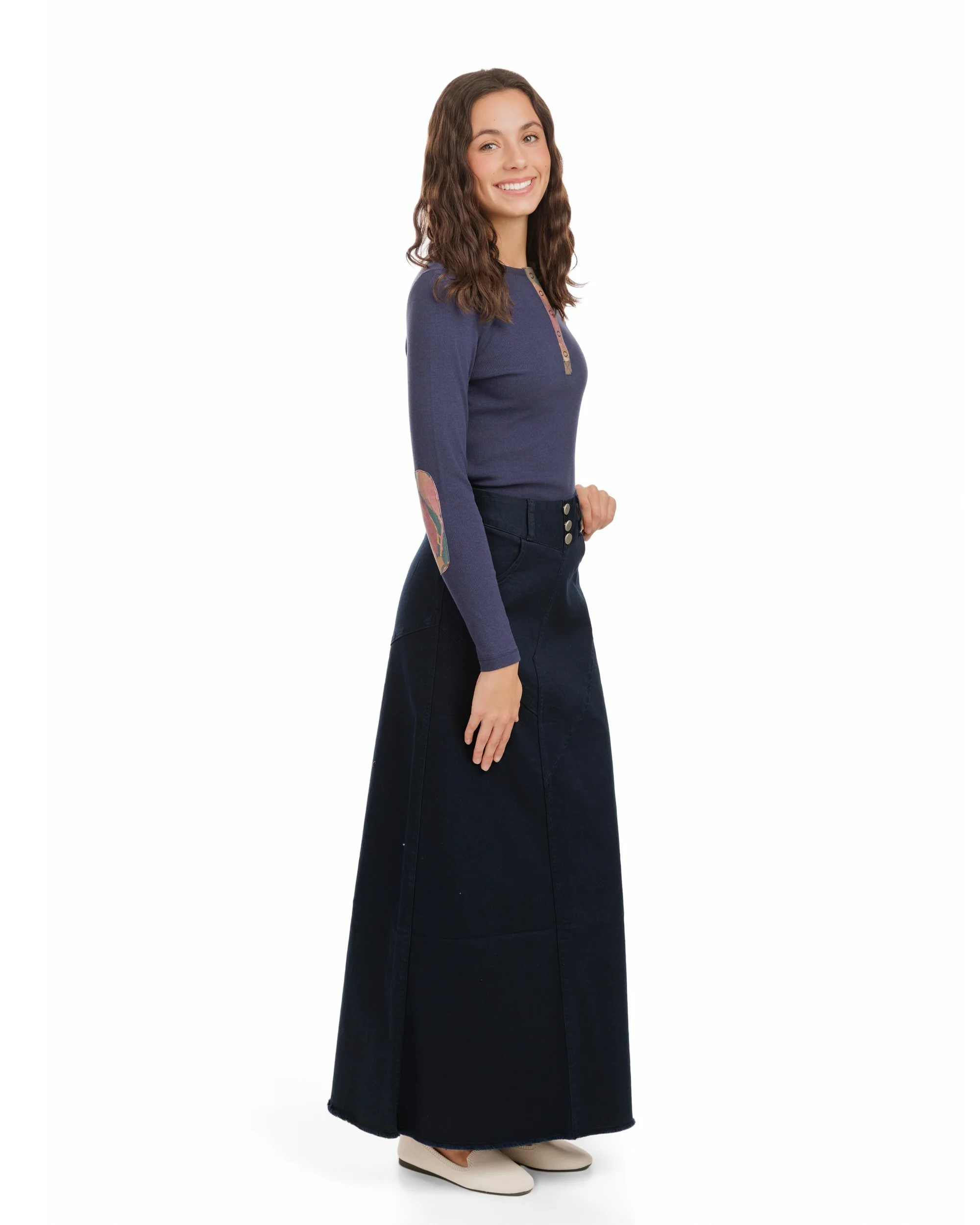 3 Button Denim Skirt - Midnight - Image 2