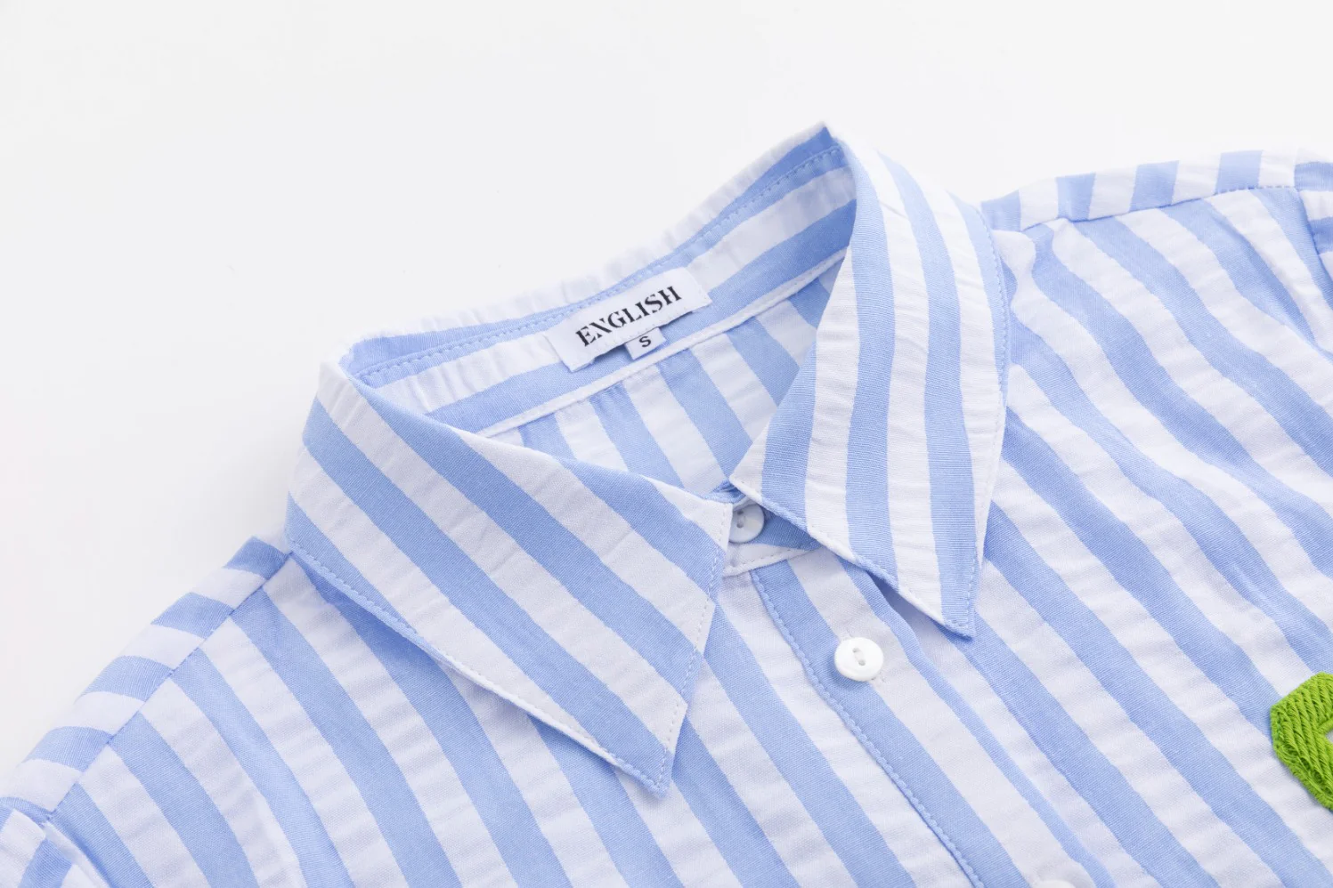 99 Patch Blue And Ivory Striped Shirt - Image 4