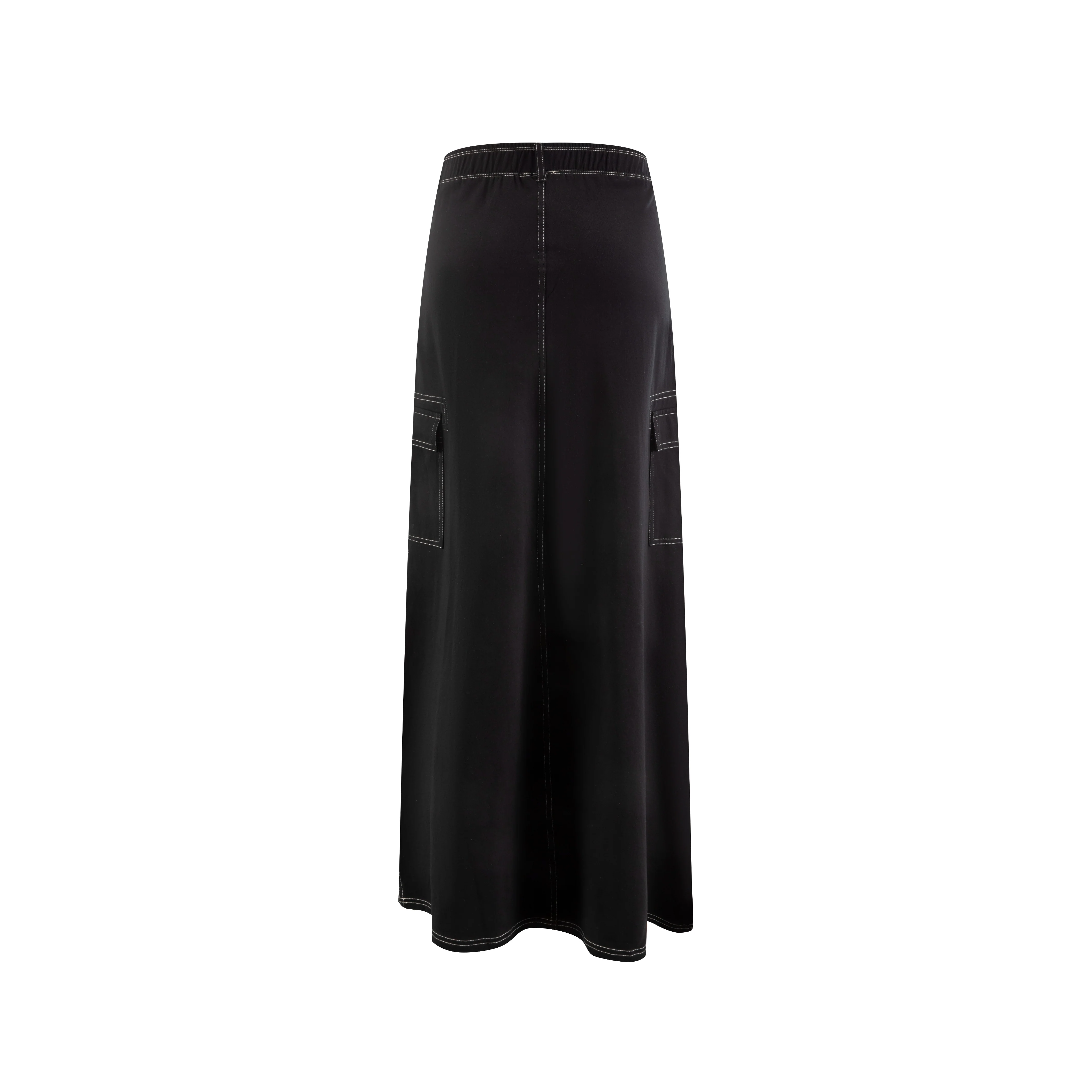 Acid Wash Stitched Cargo Skirt - Black - Image 2