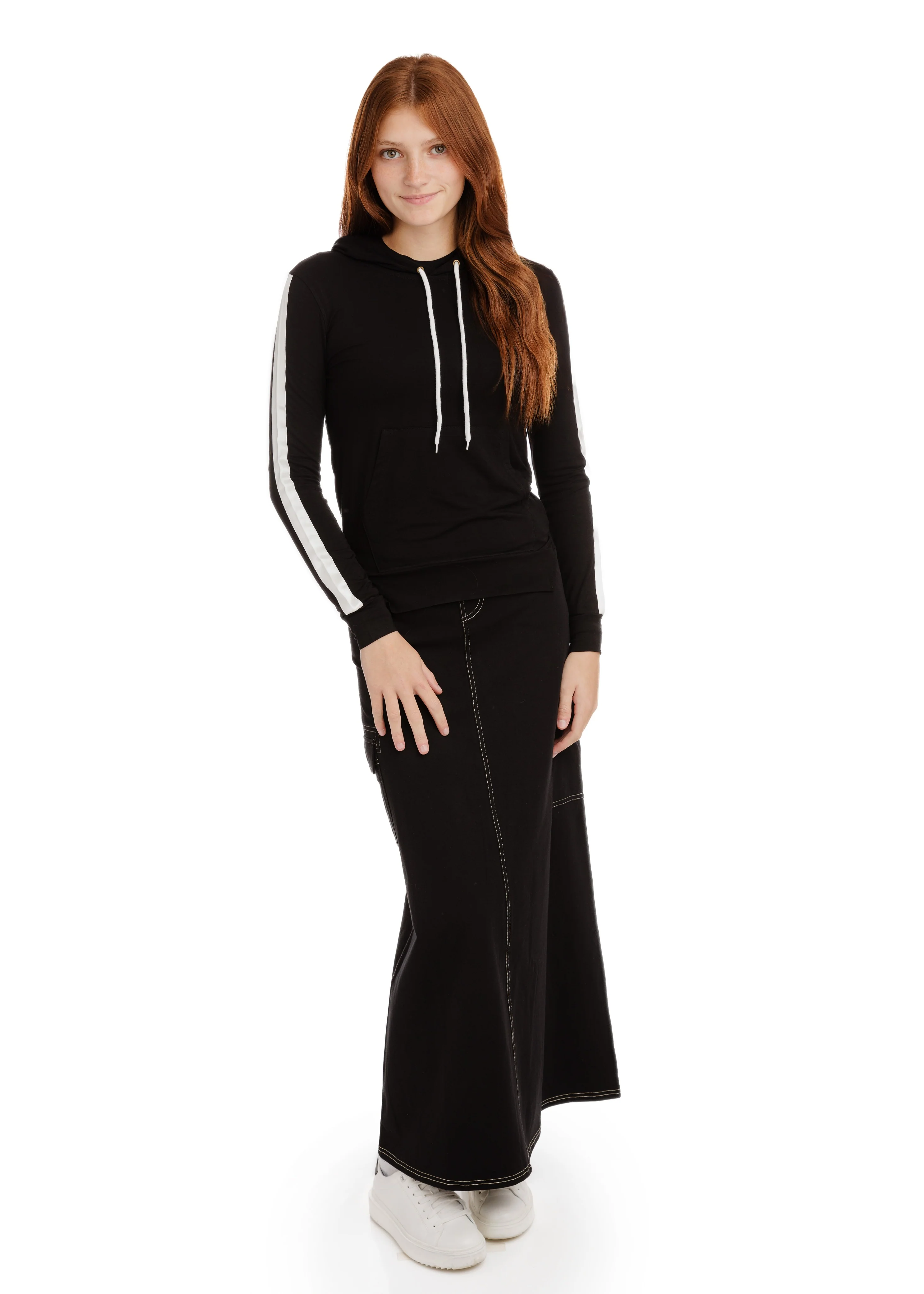 Acid Wash Stitched Cargo Skirt - Black - Image 3