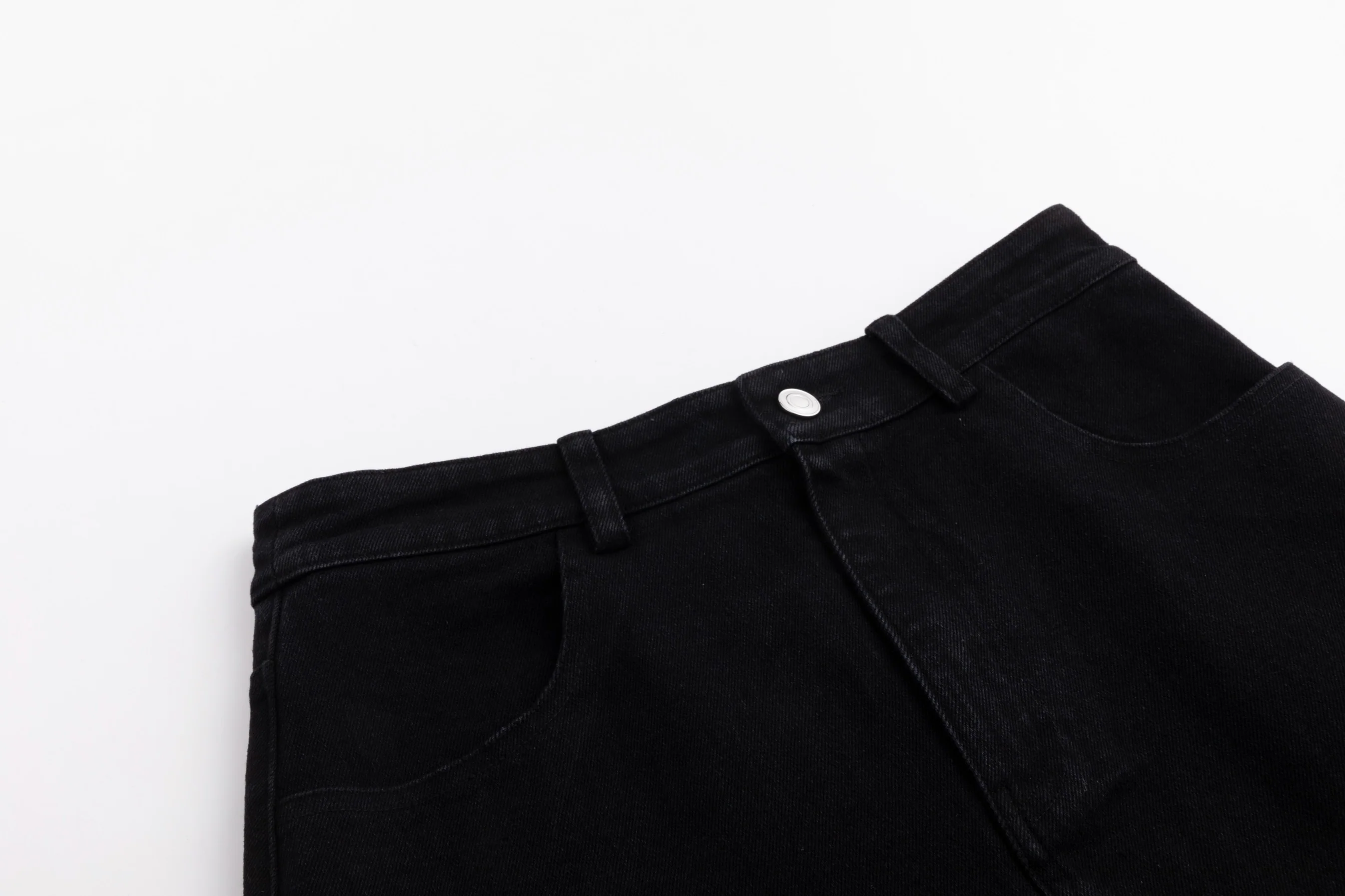 Acid Washed Flower Print Denim Skirt - Black - Image 3
