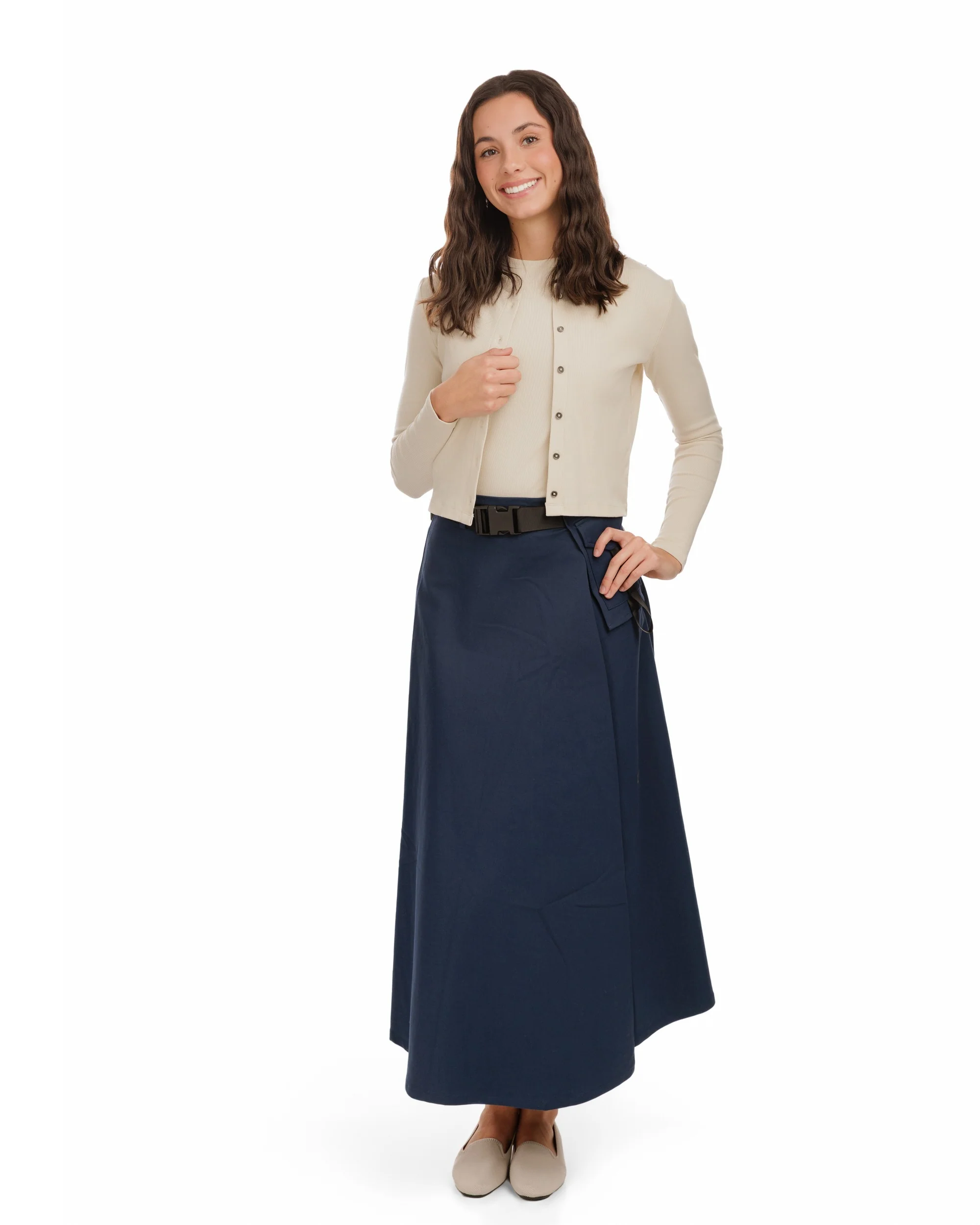 Aline Buckle Skirt- Navy - Image 2