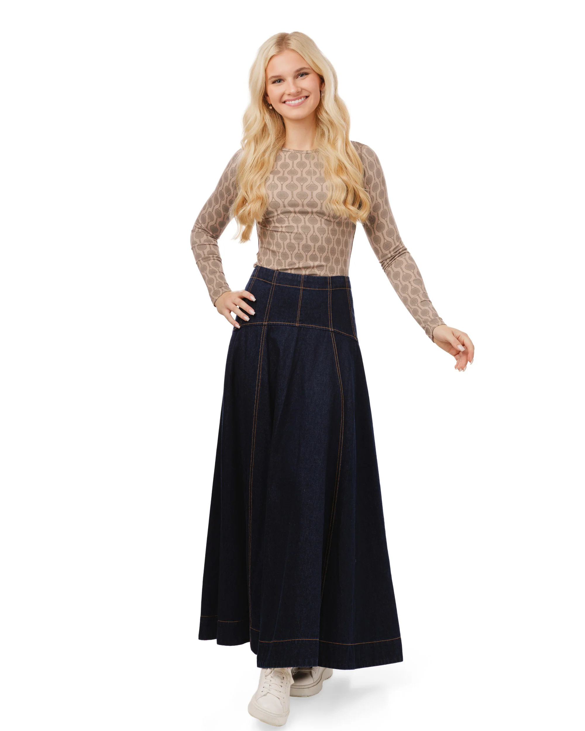 Aline Circle Skirt- Denim - Dark Blue - Image 2