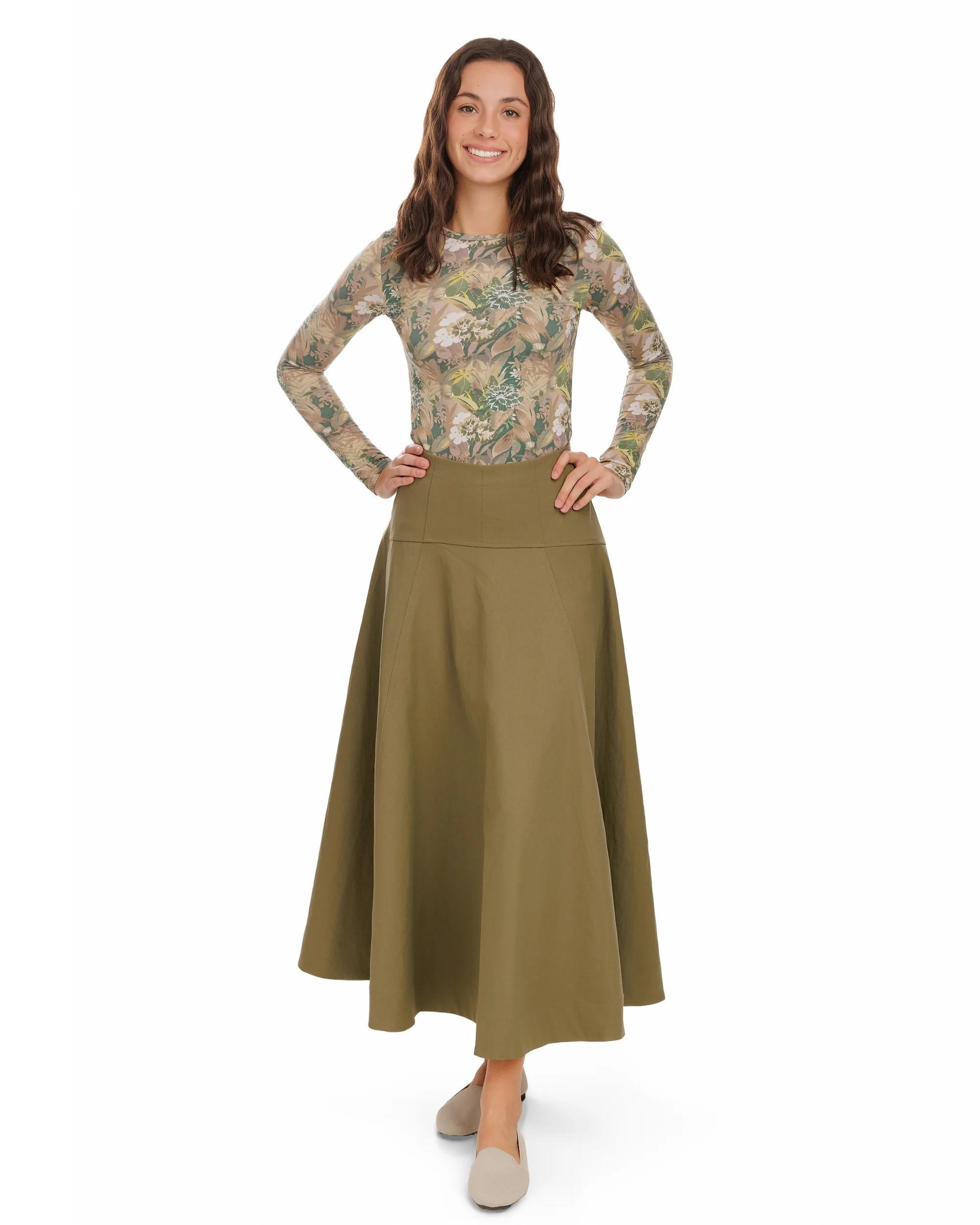 Aline Circle Skirt - Green Moss - Image 3