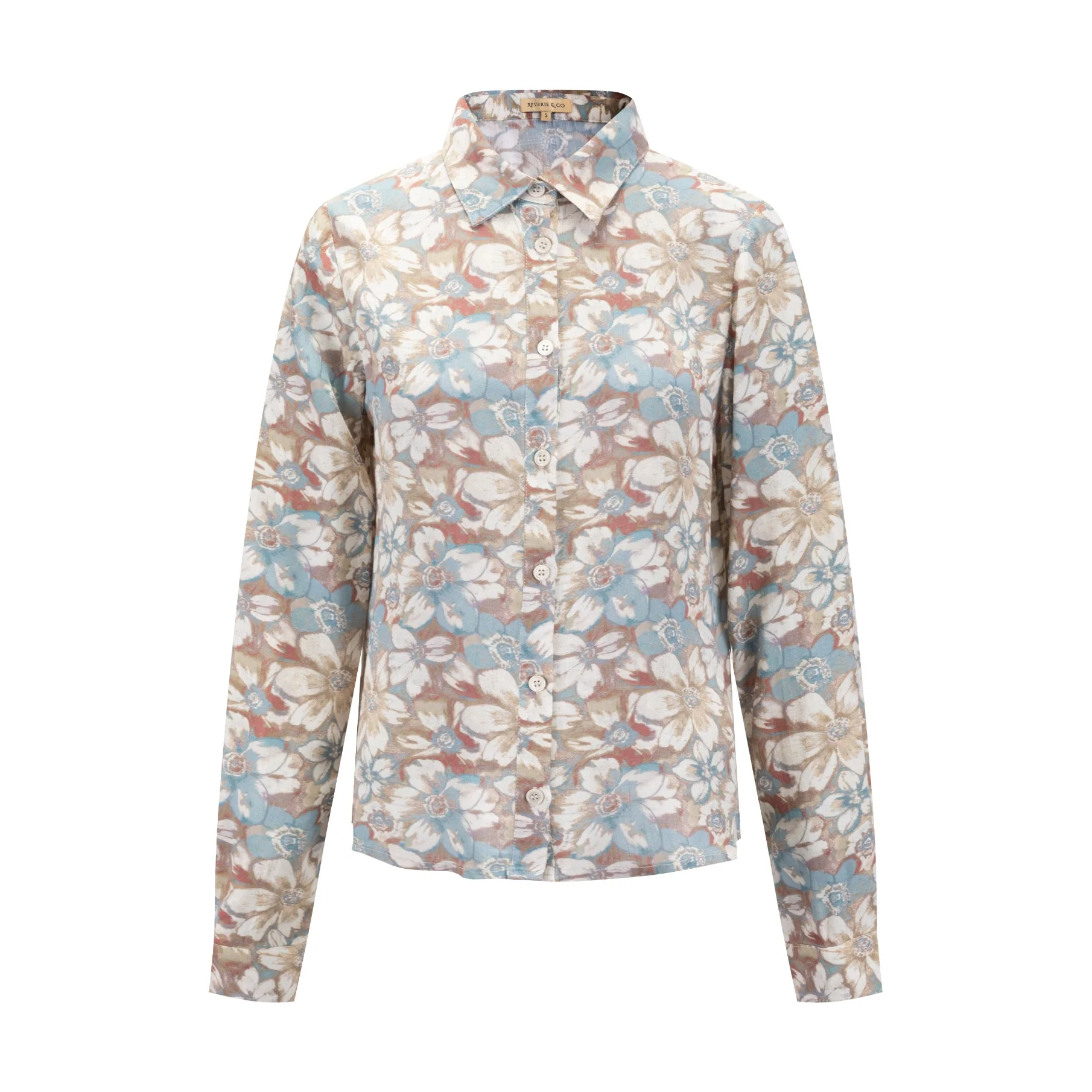 Antique Floral Printed Linen Blouse - Image 2