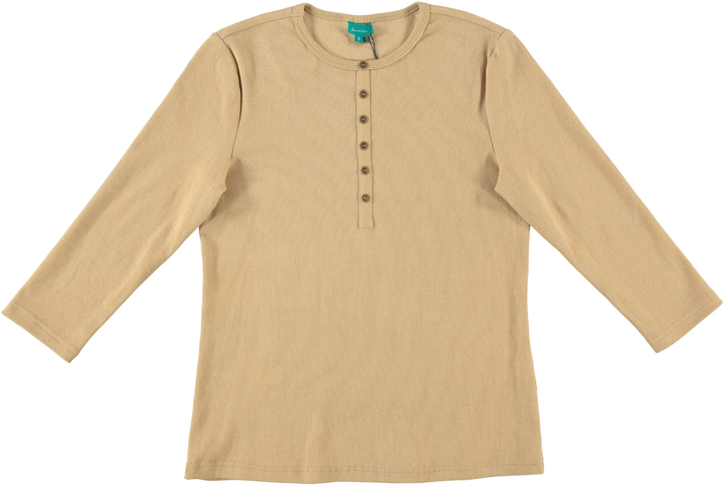 Tan Ribbed Top With Buttons - Image 2