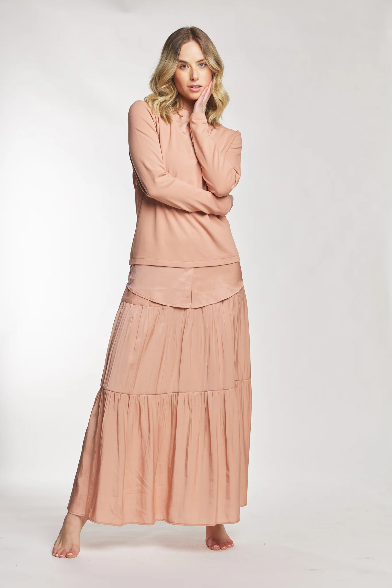 Blush Silky Layered Skirt - Image 2