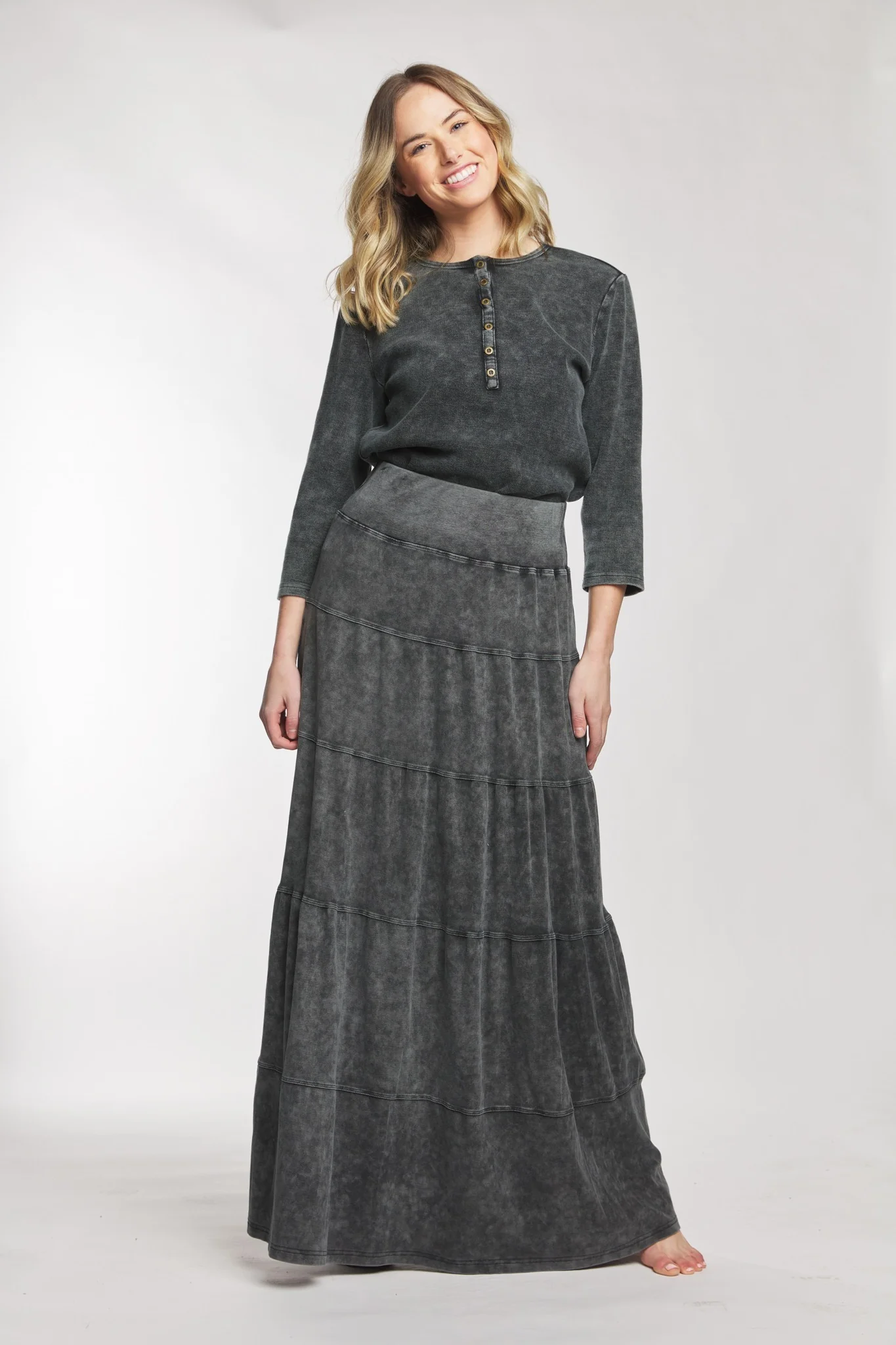 Black Washed Layered Skirt - Image 2
