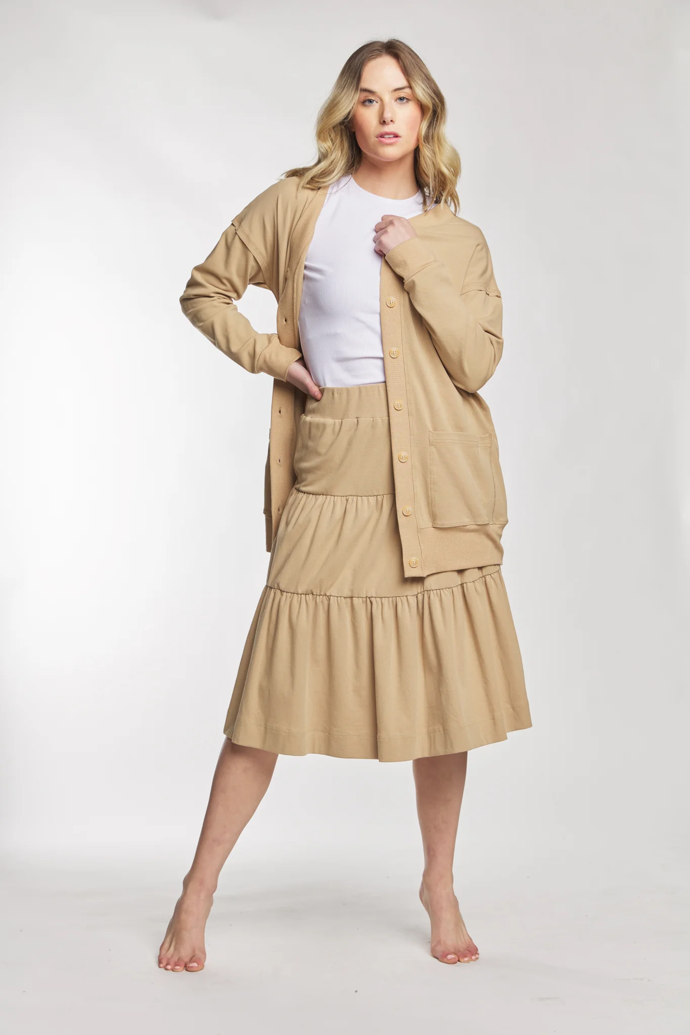 Tan Layered Skirt - BA6233-D - Image 3