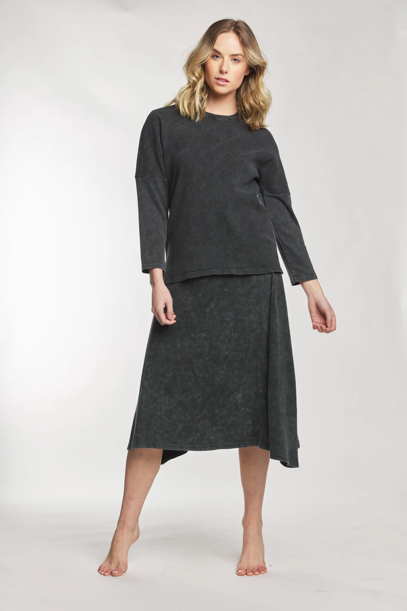 Black Wash Ribbed Top - BA6234-B - Image 2