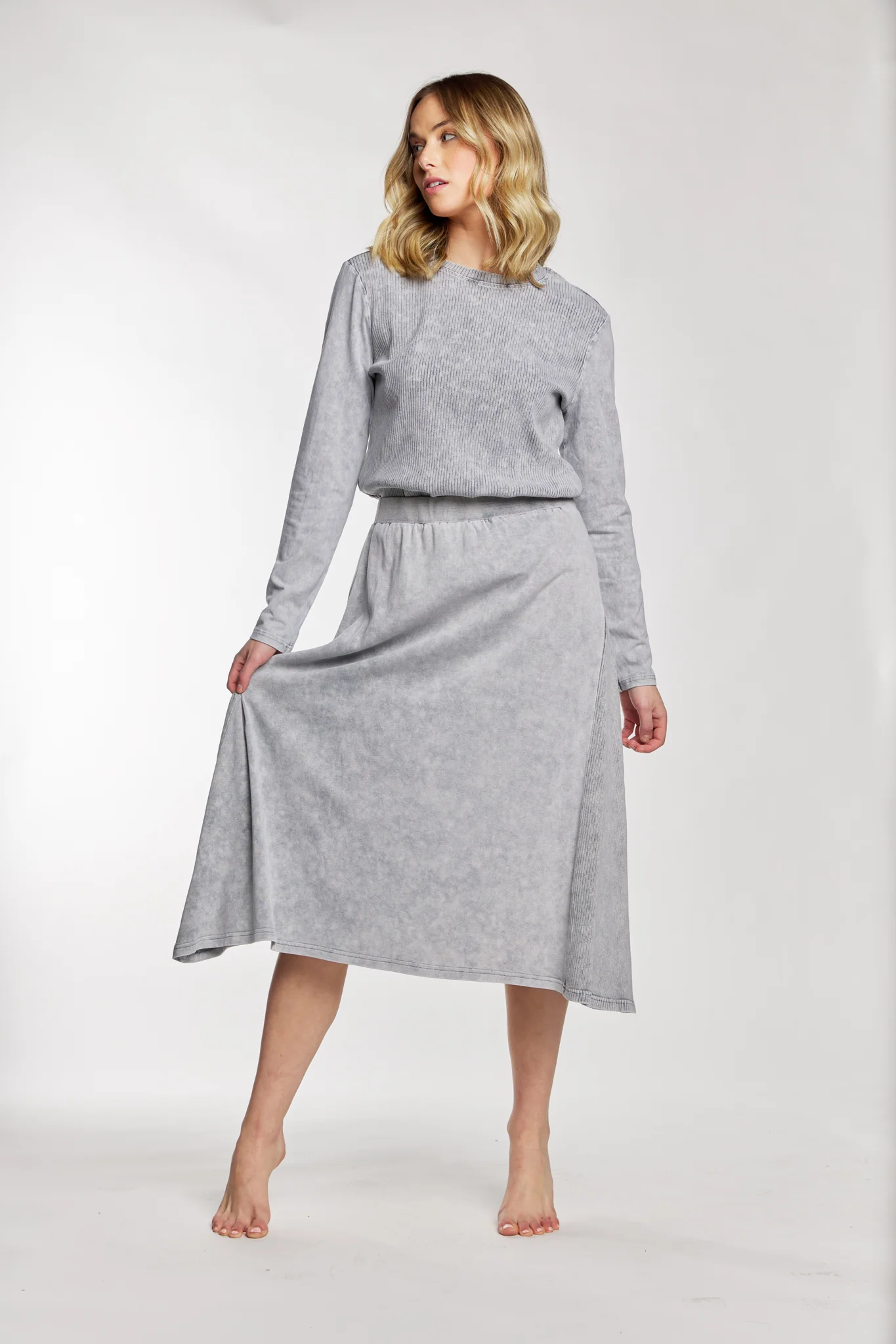 Light Grey Wash Ribbed Top - BA6253-D - Image 2