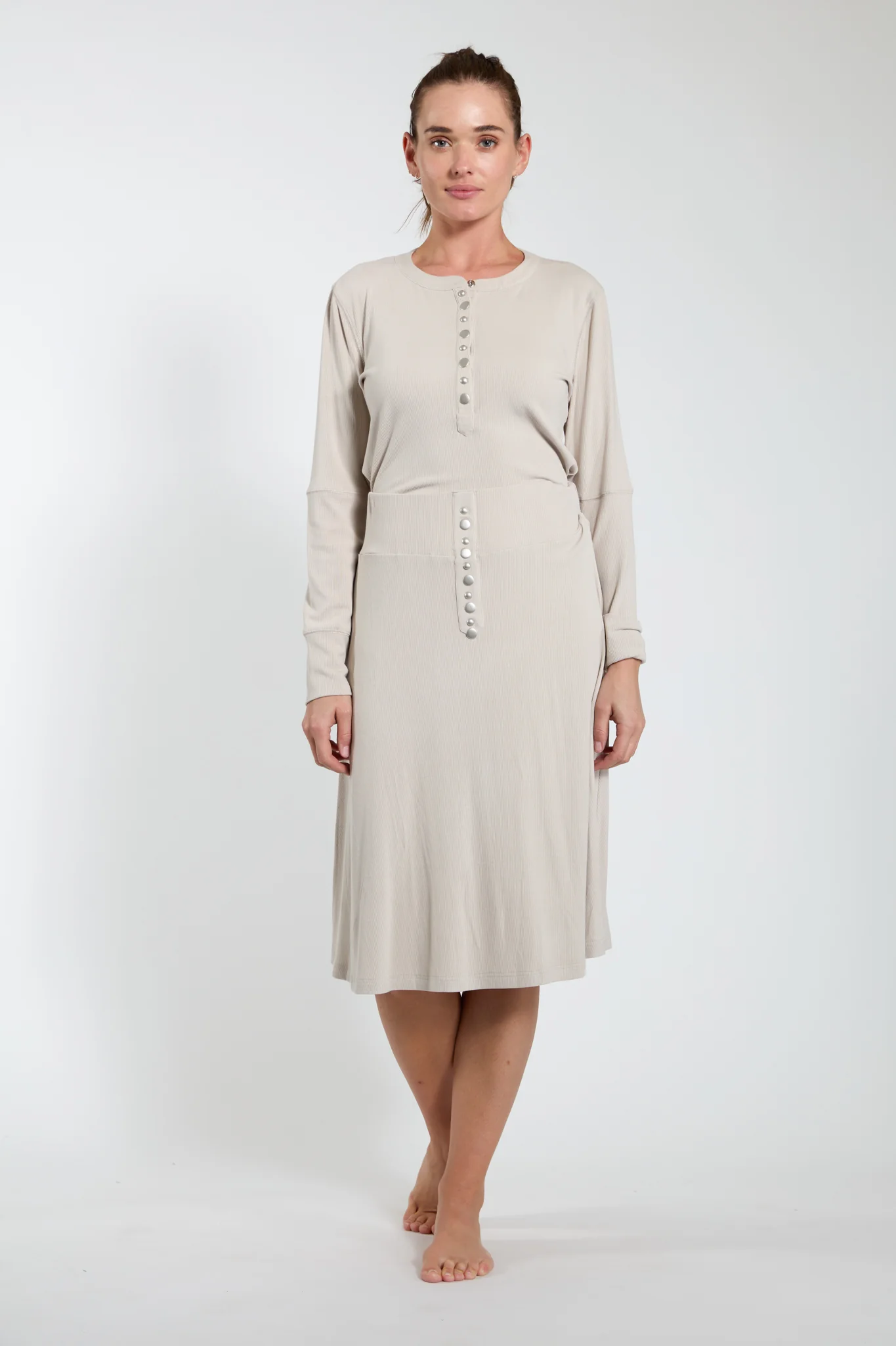 Stone Ribbed Skirt With Studs - Image 2