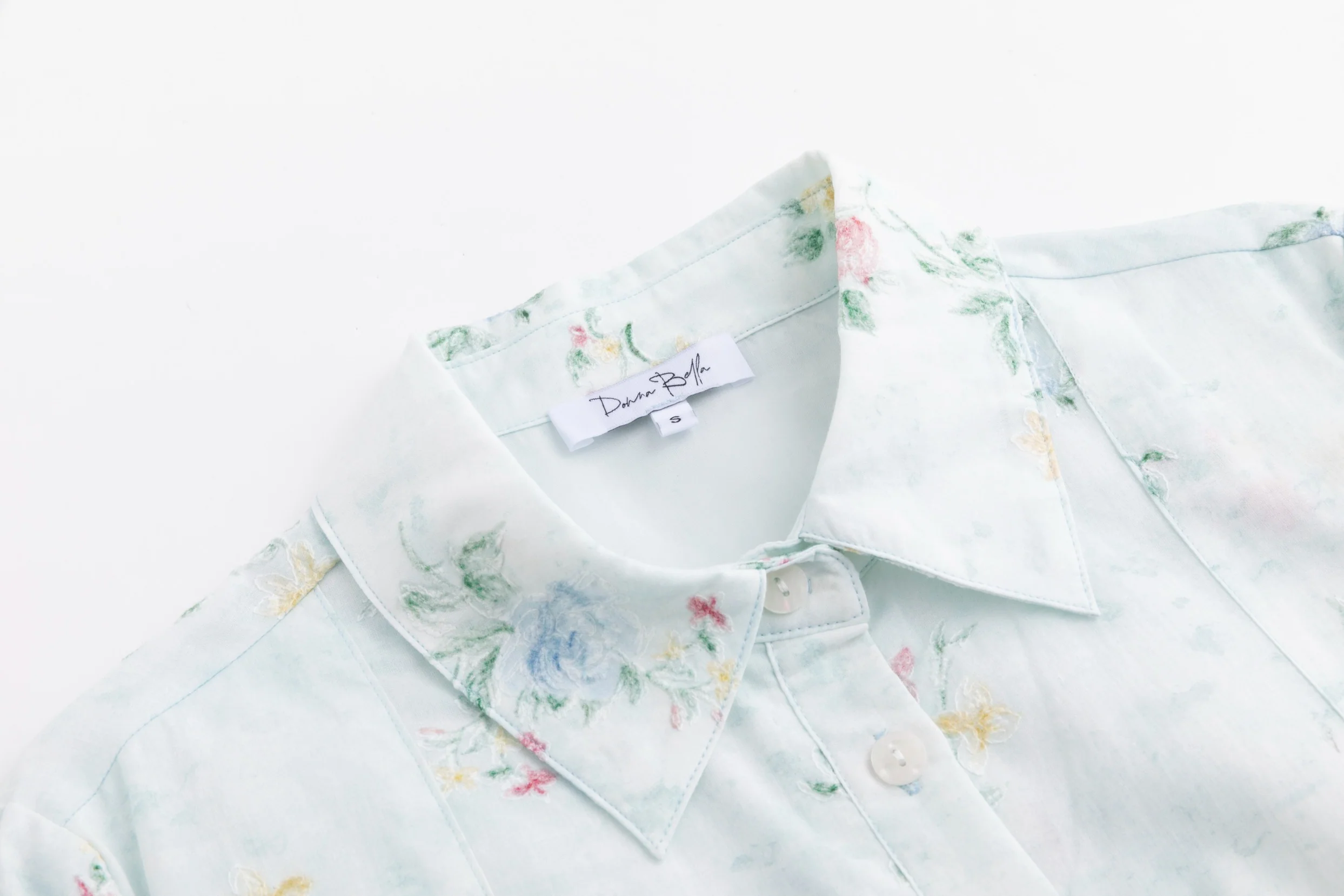 Baby Blue Multicolor Embroidered Waist Tie Dress - Image 4