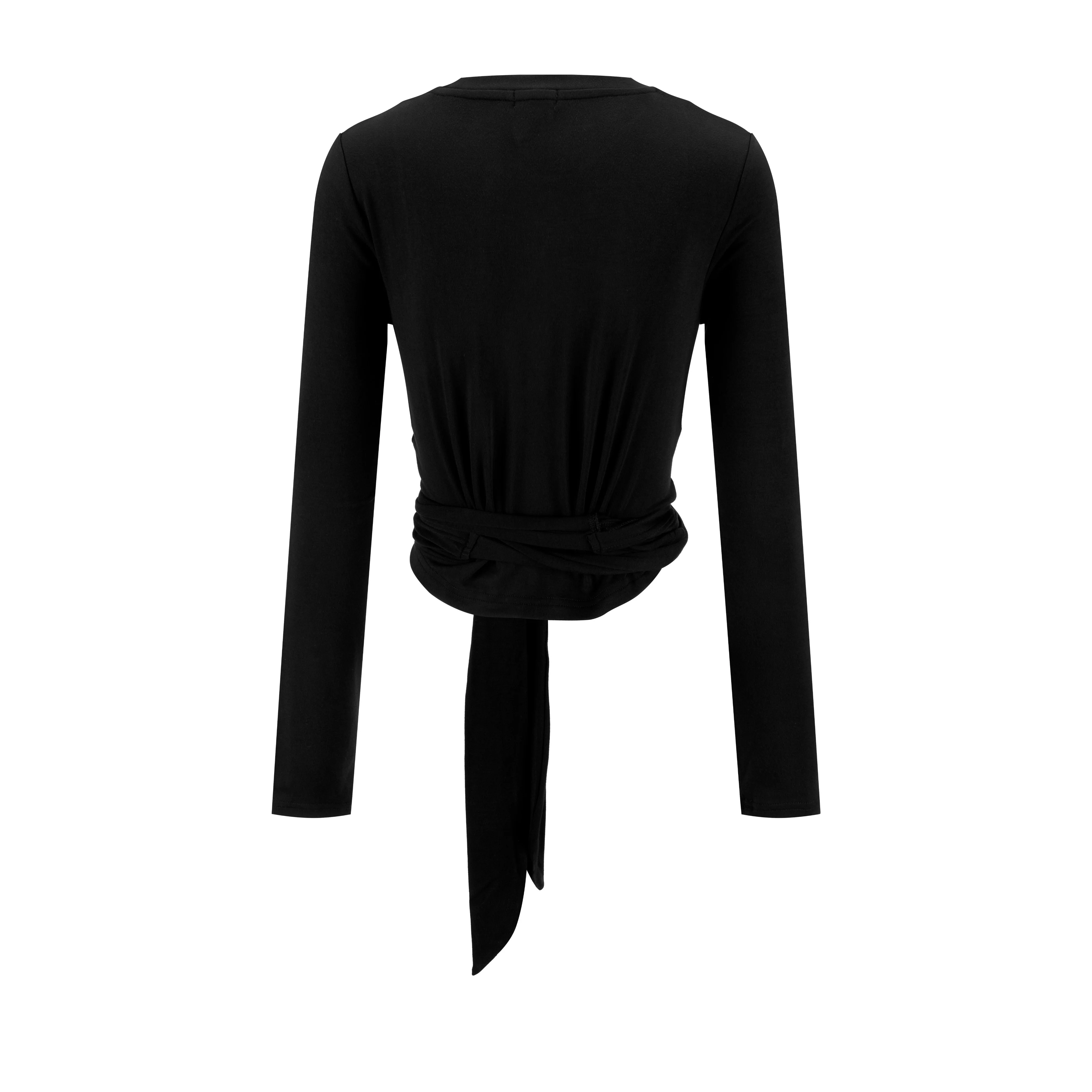 Basic Seam Wrap Top- Black - Image 2