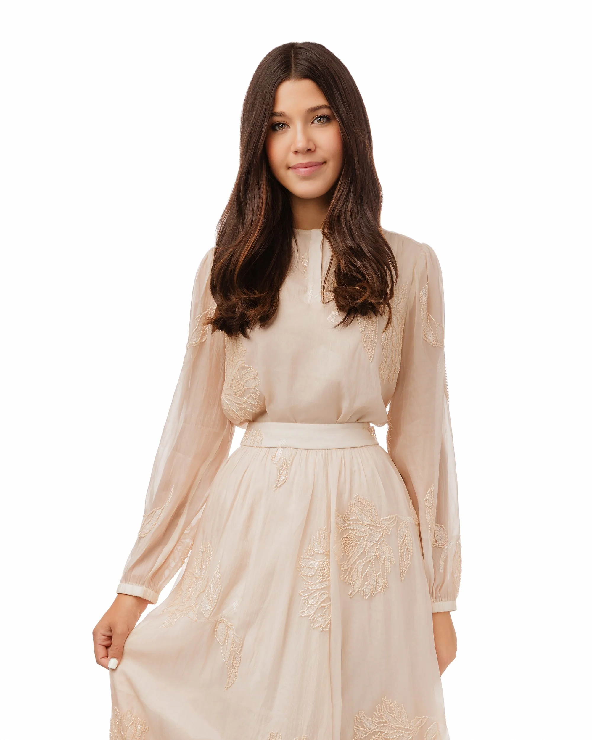 Beige Beaded Detailed Blouse - Image 2