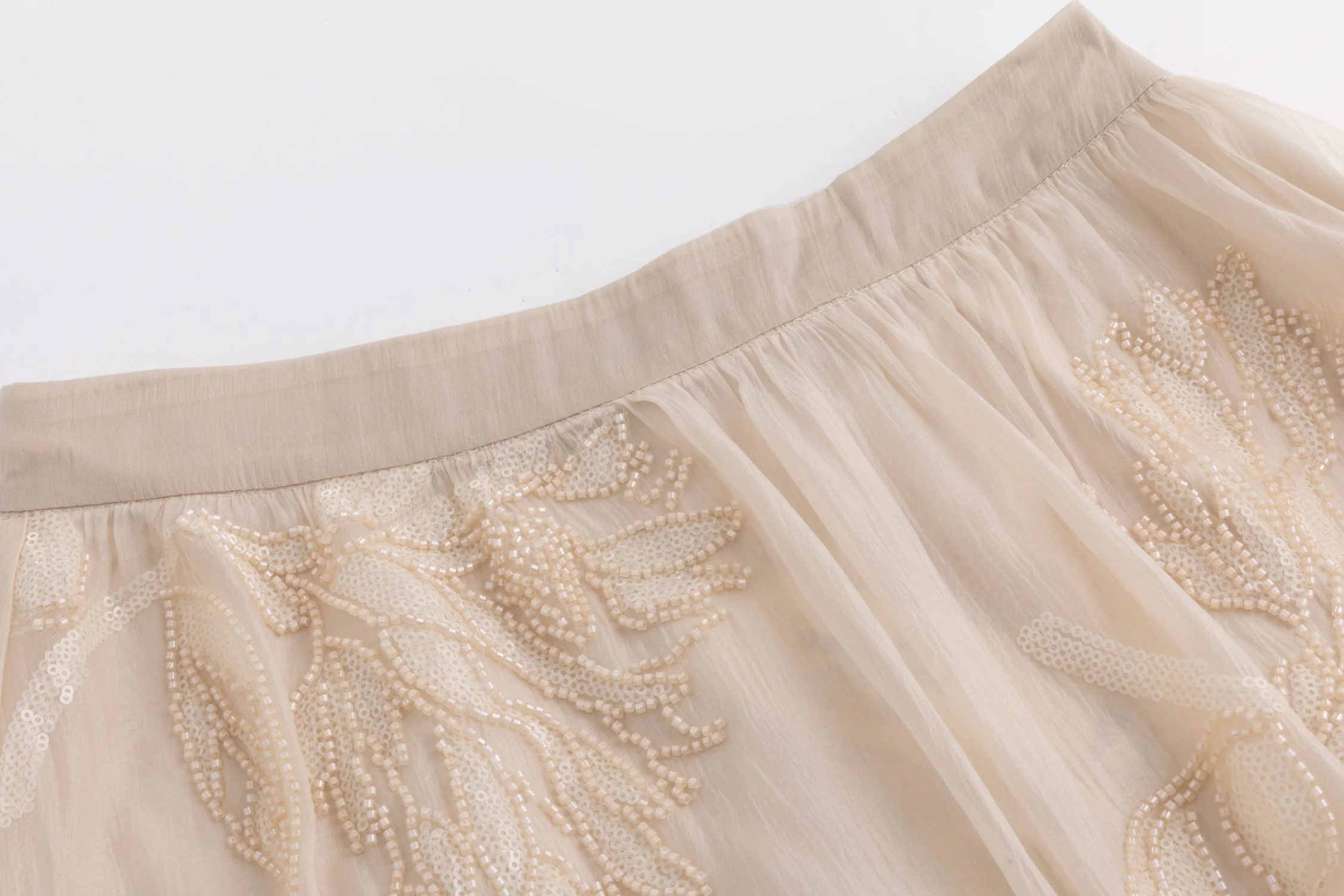 Beige Beaded Detailed Skirt - Image 4