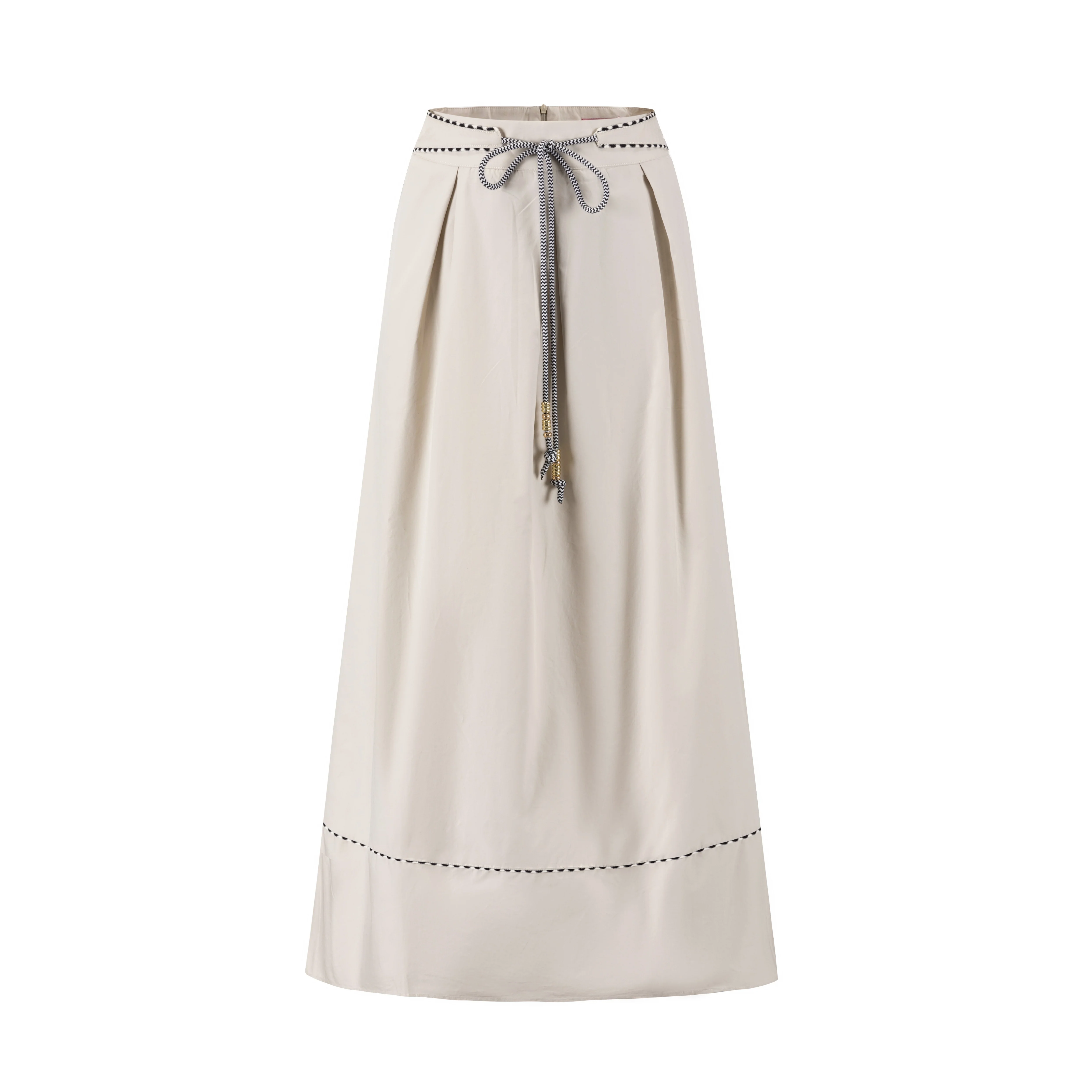 Beige Cotton Skirt With Belt - Image 2