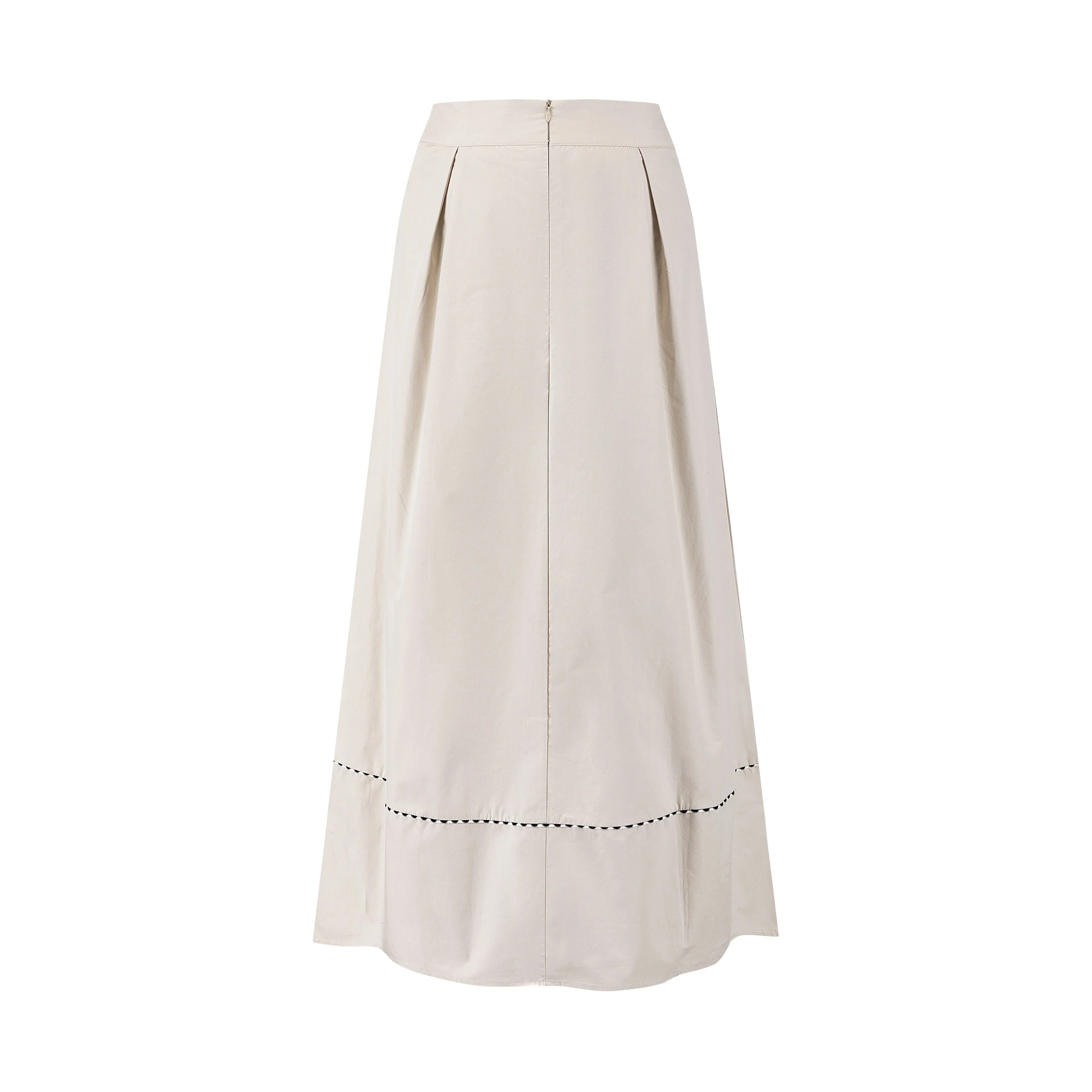 Beige Cotton Skirt With Belt - Image 3
