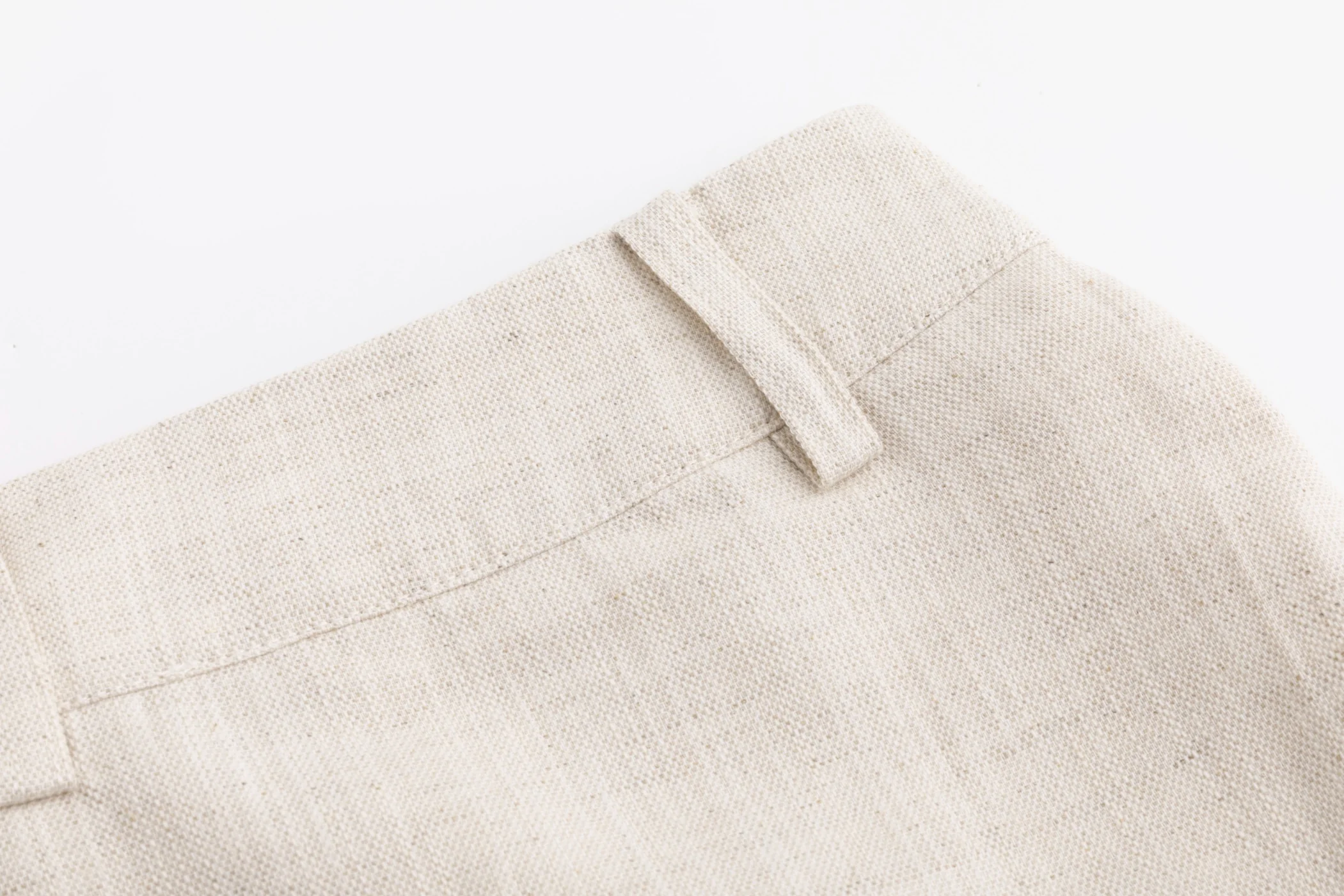 Beige Pleated Linen Skirt - Image 6