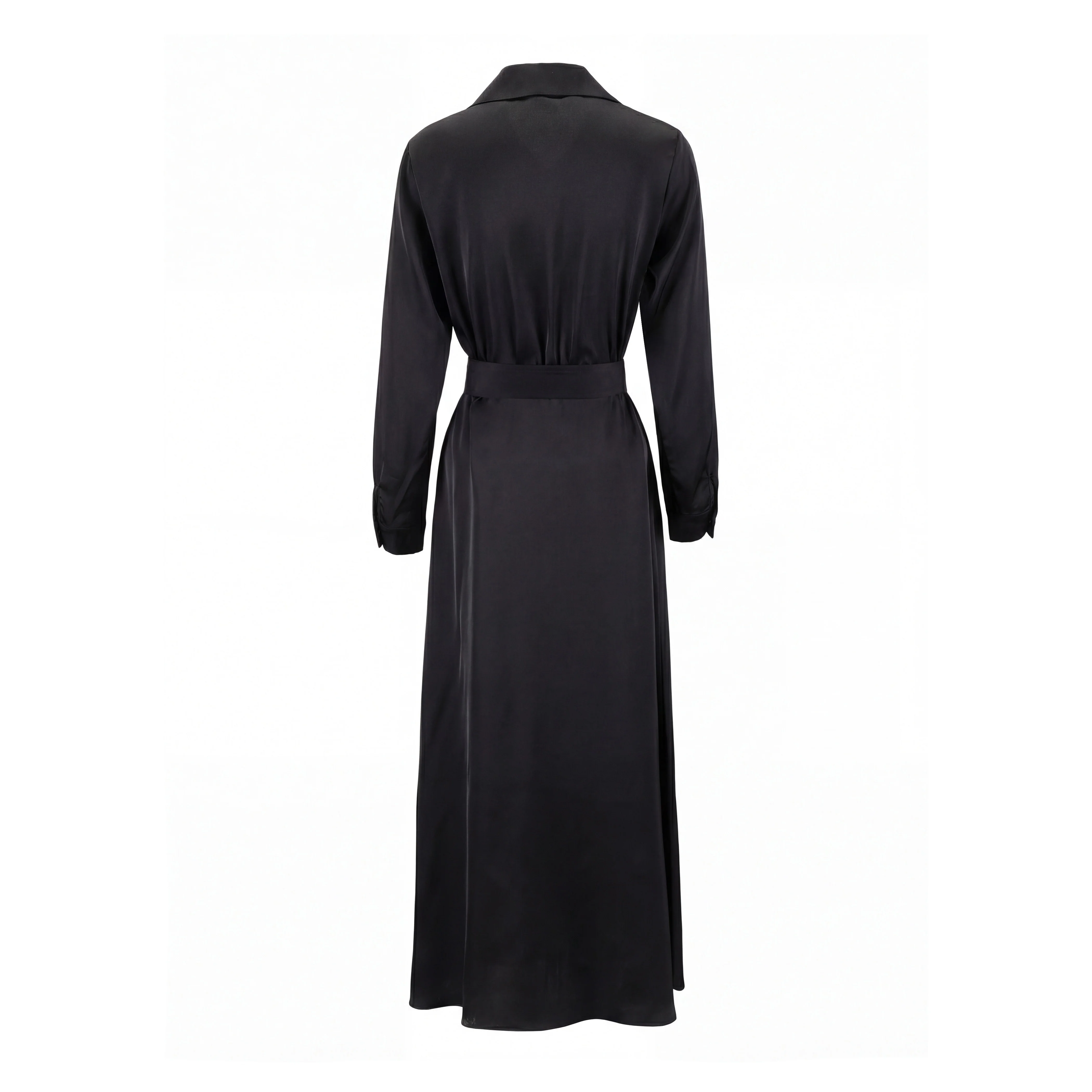 Belted Dress With Gold Buttons - Black - Image 3