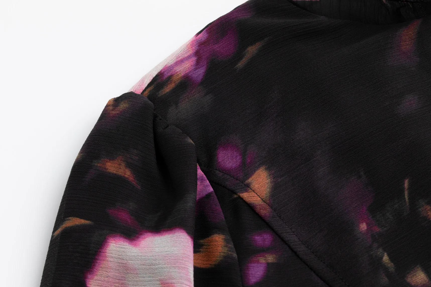 Black And Purple Floral Chiffon Dress - Image 5