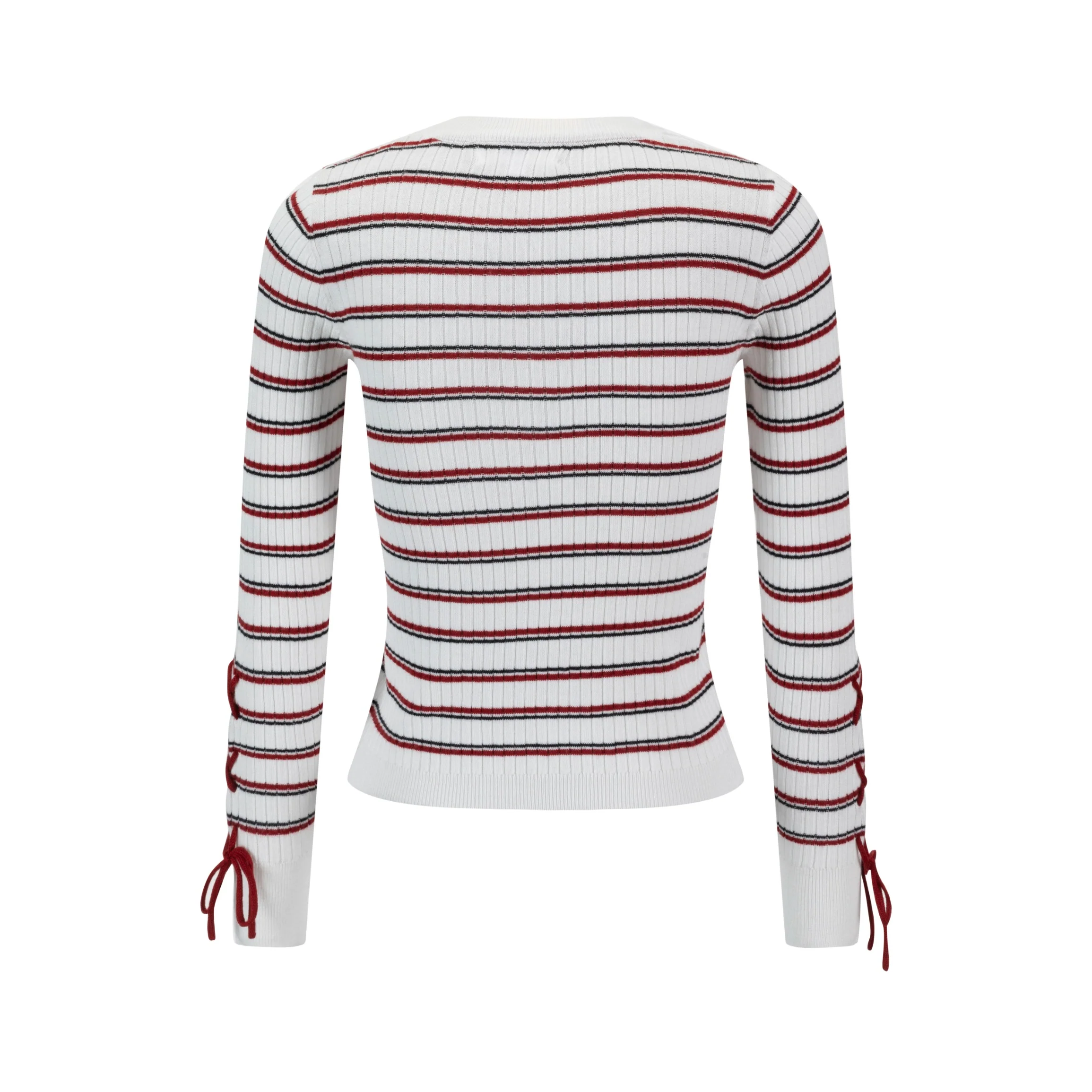 Black And Red Stripped Knit Sweater - Image 3