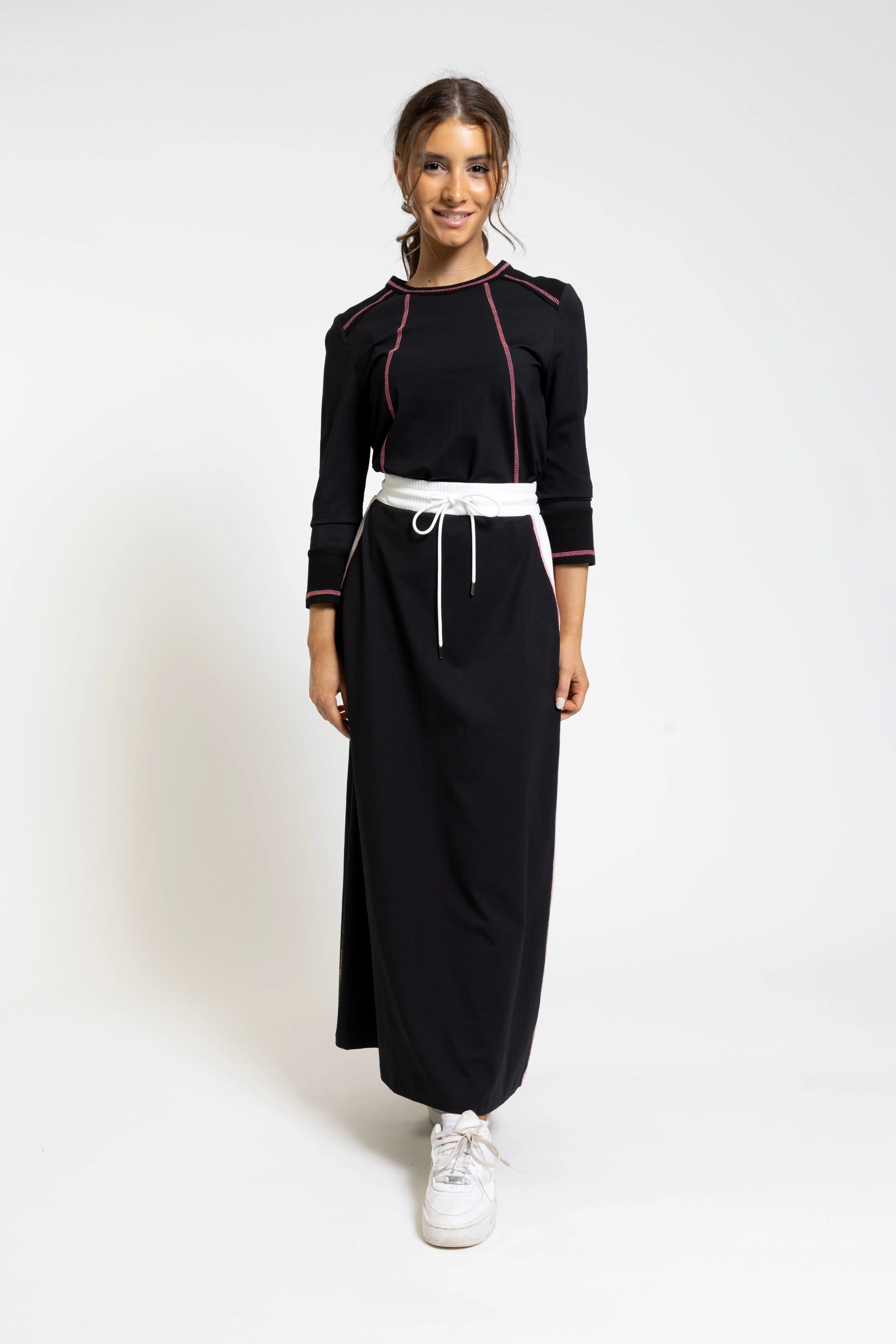 Black Base Hotpink Stitch Top - Image 2