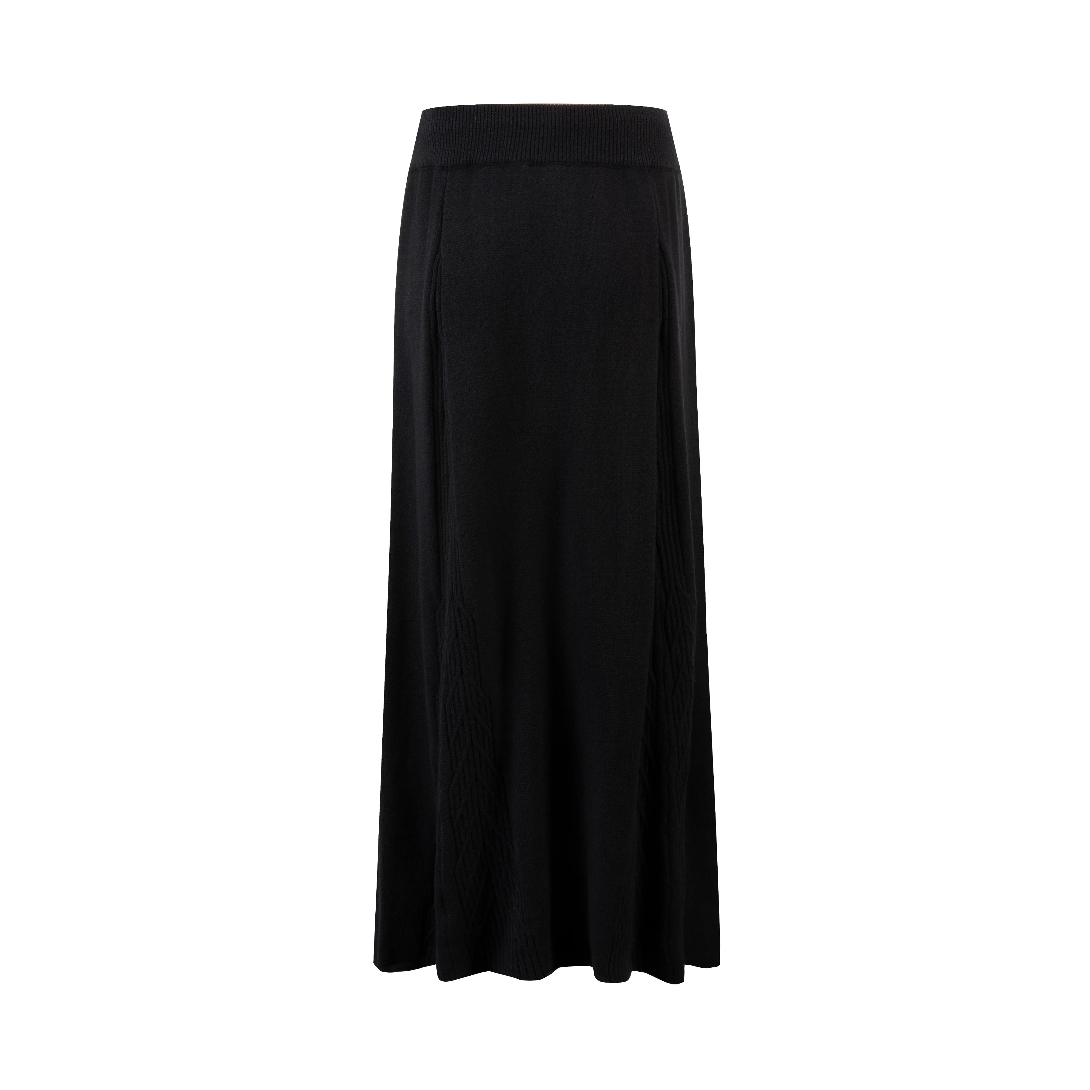 Cable Knit Skirt - Black - Image 3