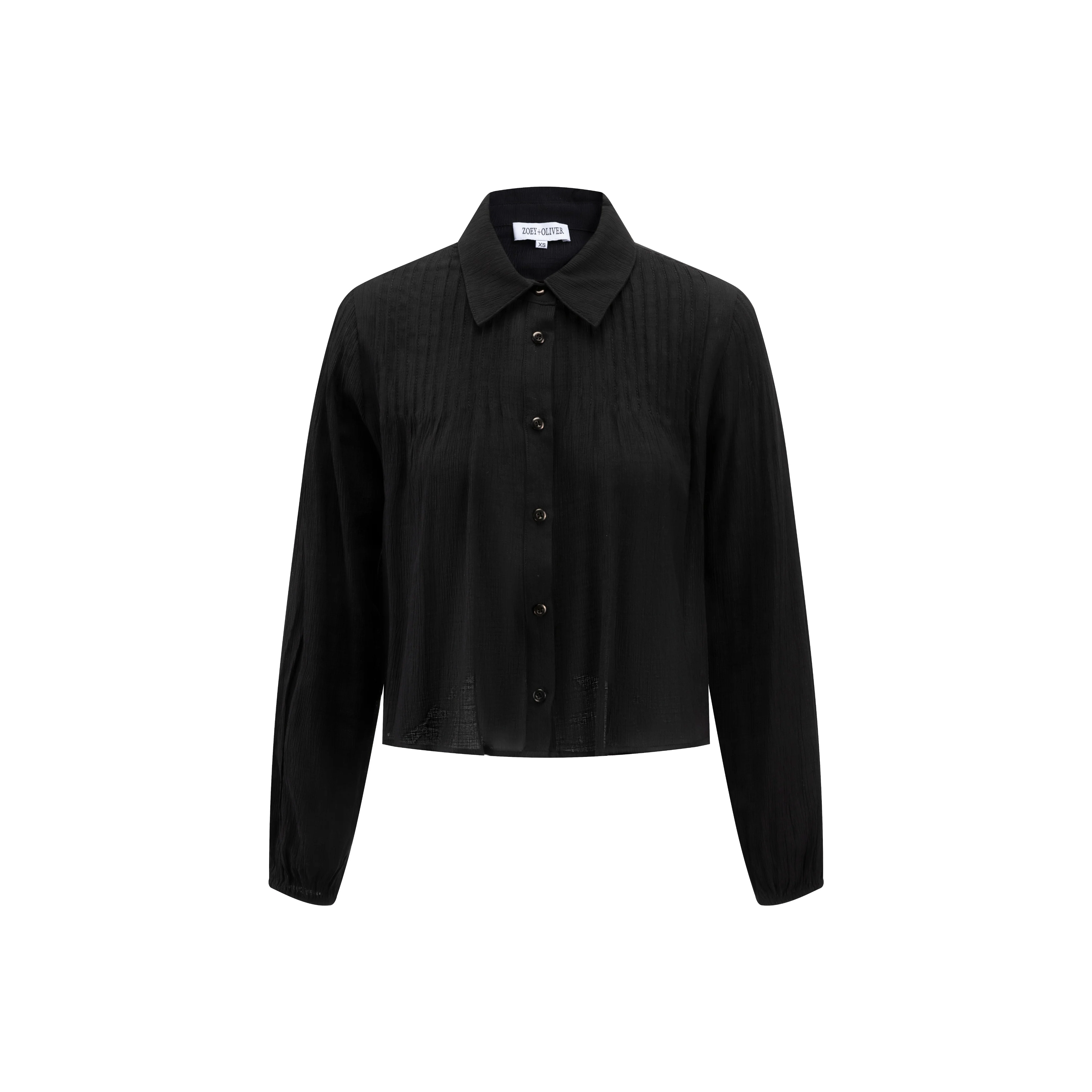 Black Chiffon Button Down Top - Image 2