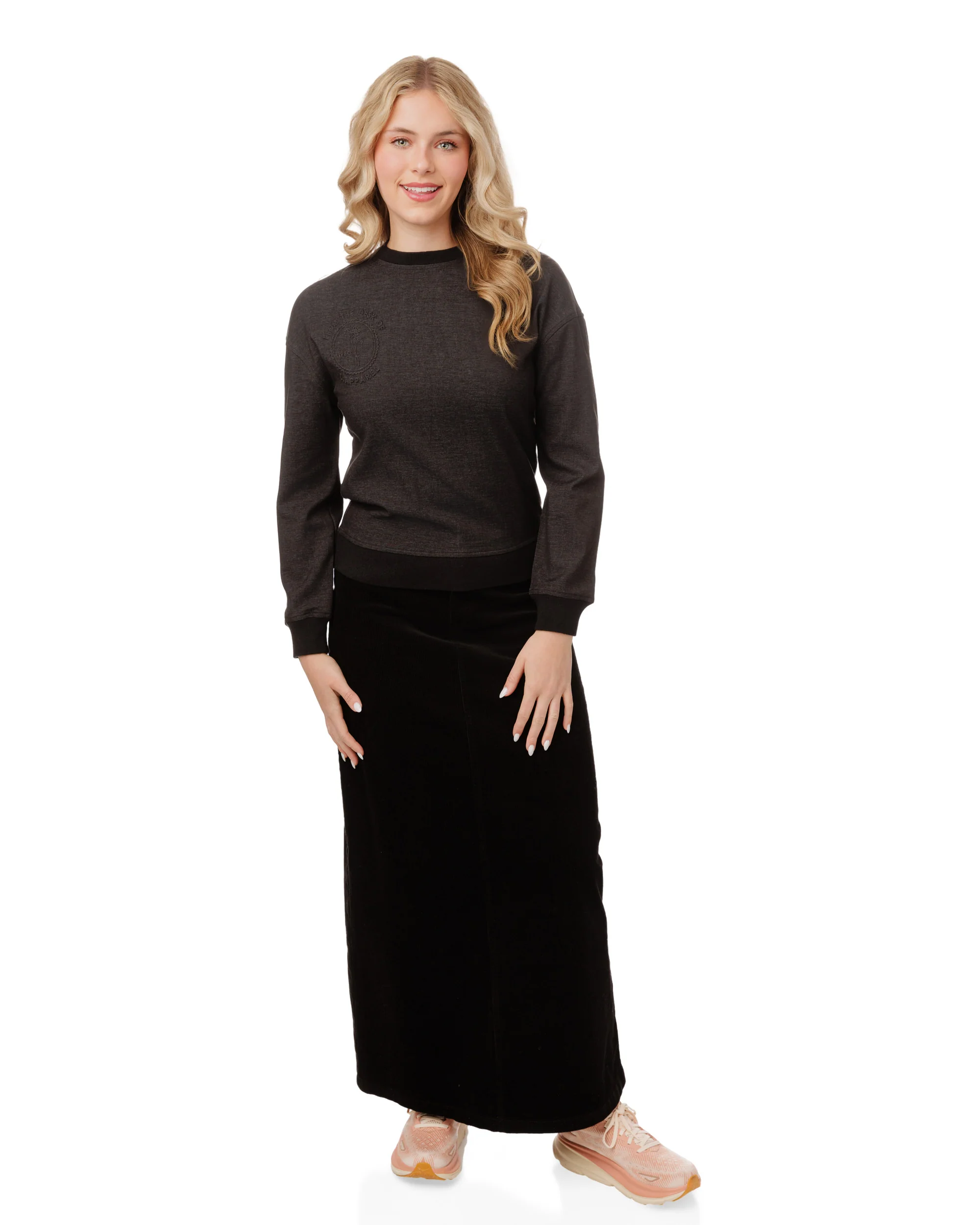 Black Denim Embossed Patch Top - Image 2