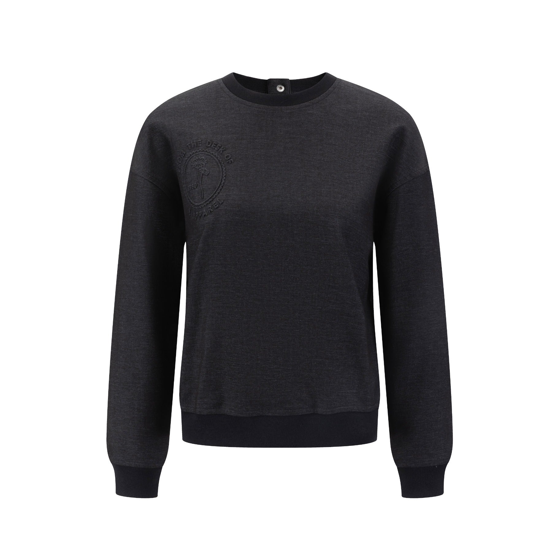 Black Denim Embossed Patch Top - Image 3