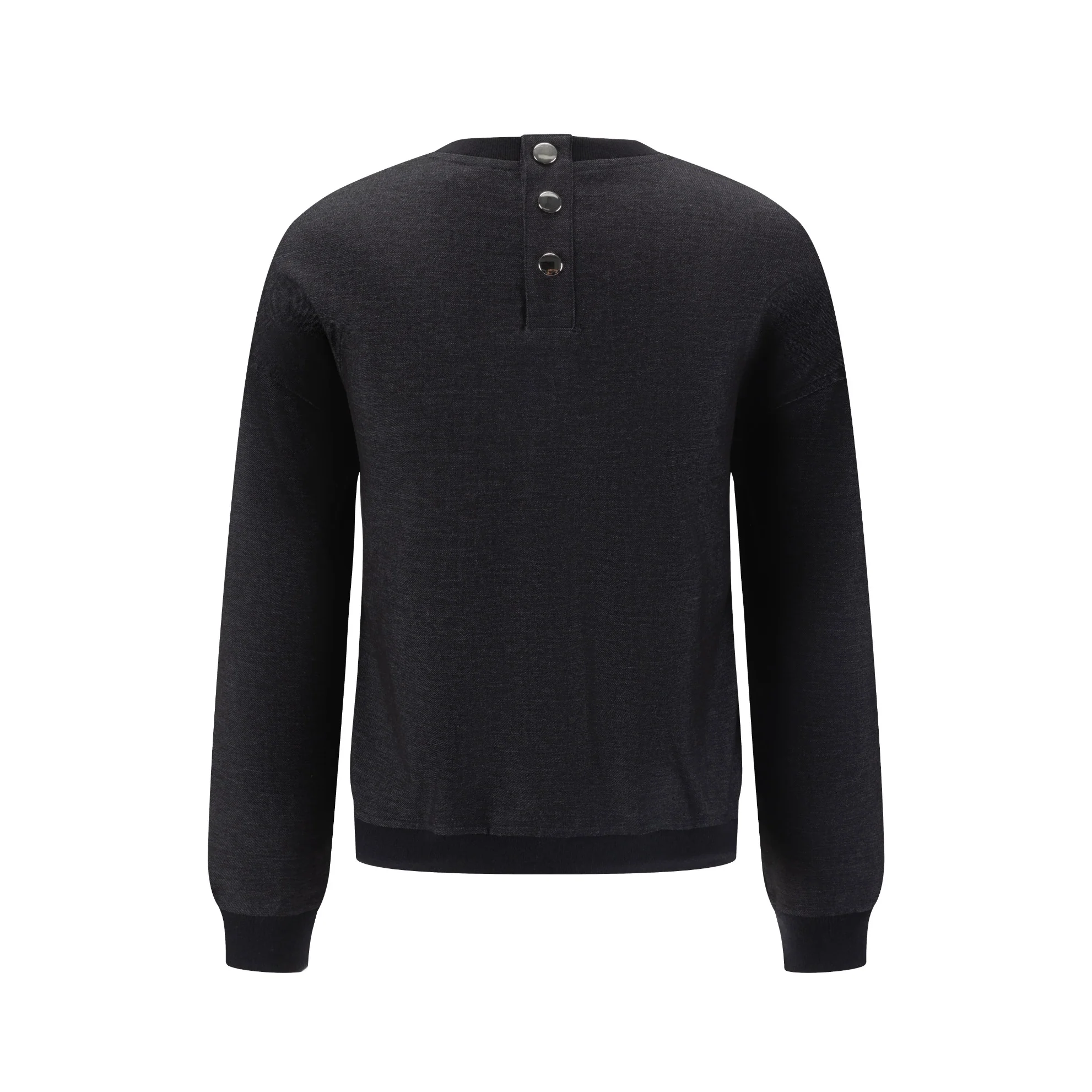 Black Denim Embossed Patch Top - Image 4