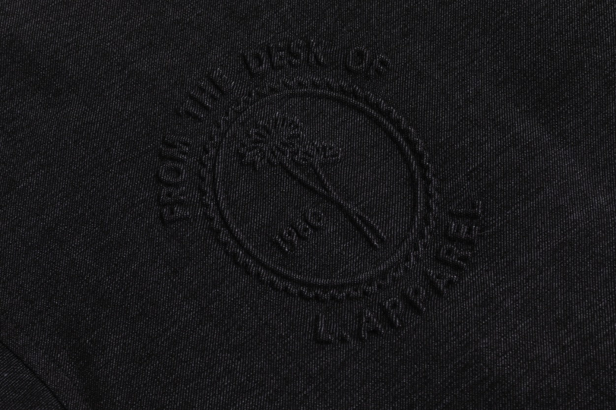 Black Denim Embossed Patch Top - Image 6