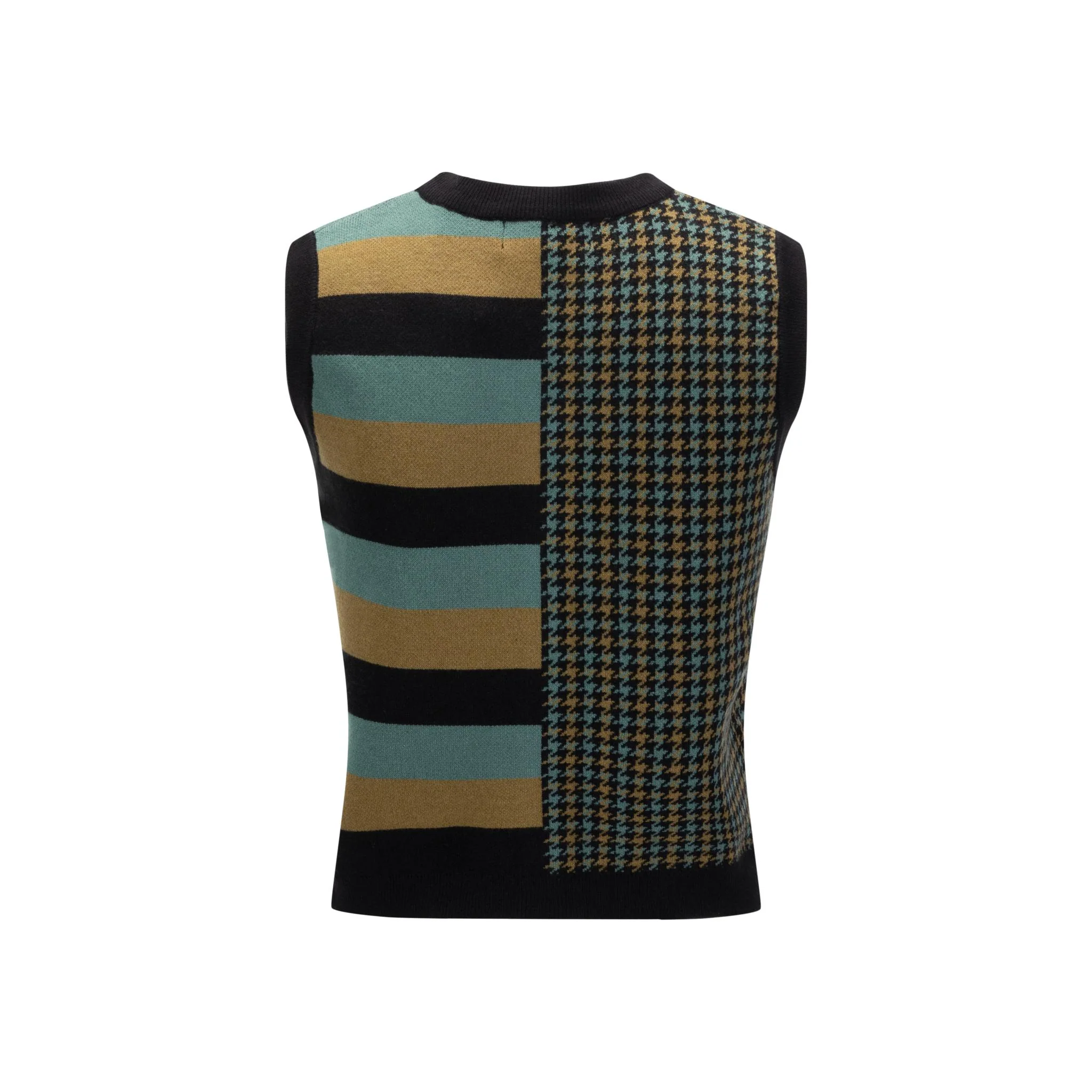 Black Green And Brown Knit Vest - Image 3