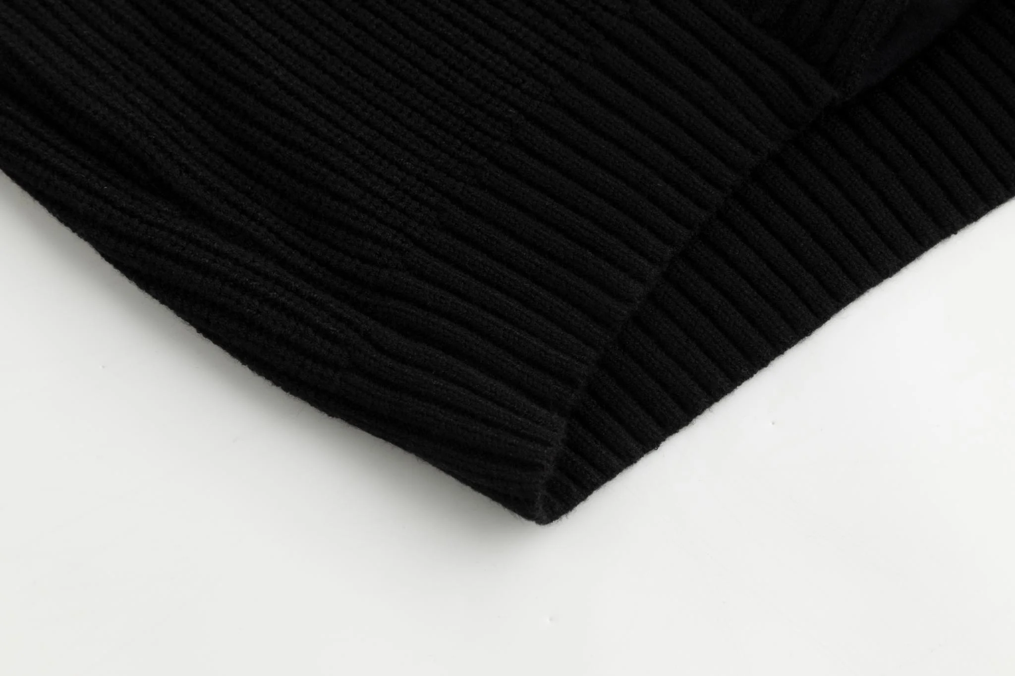 Black Knit And Velvet Zip Up Hoodie - Image 5
