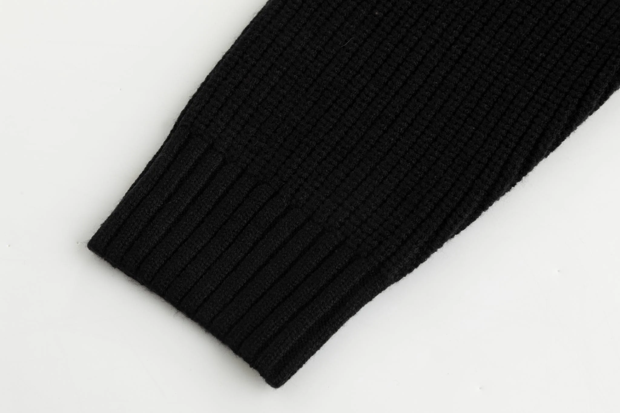 Black Knit And Velvet Zip Up Hoodie - Image 6