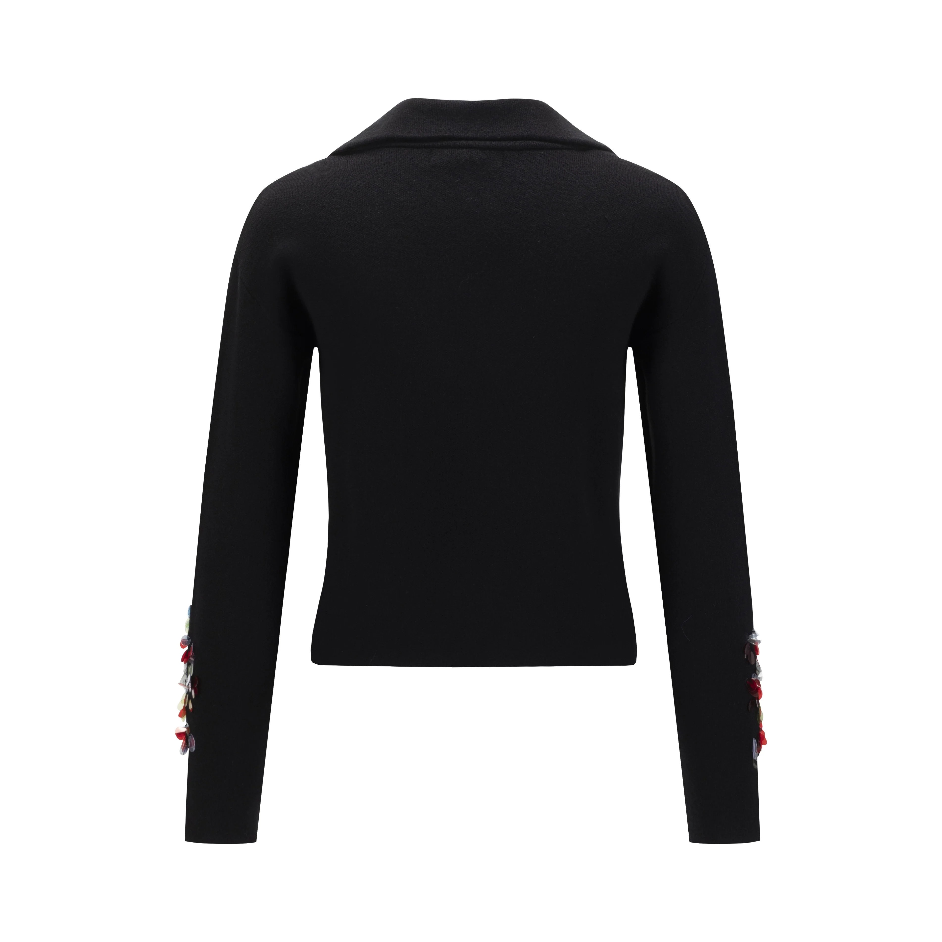 Black Knit Blazer With Beading - Image 3