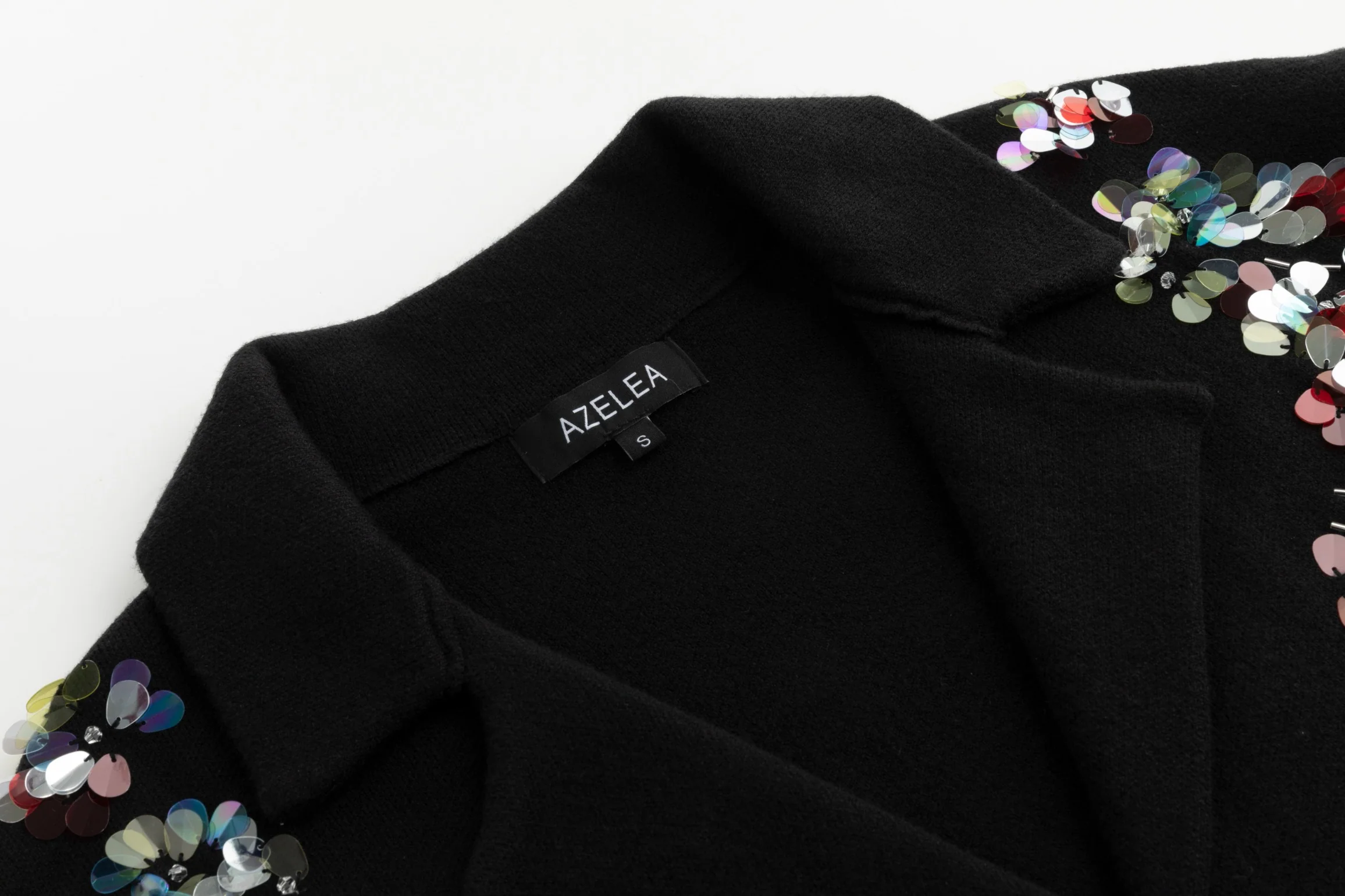 Black Knit Blazer With Beading - Image 4