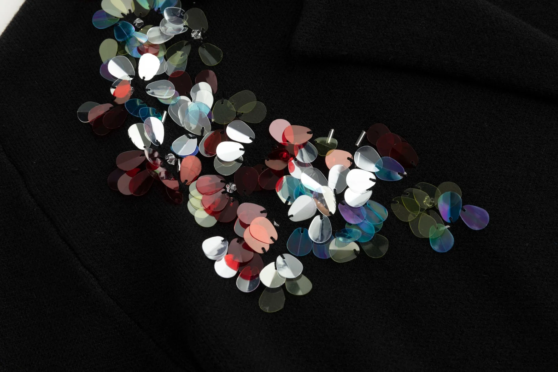 Black Knit Blazer With Beading - Image 5
