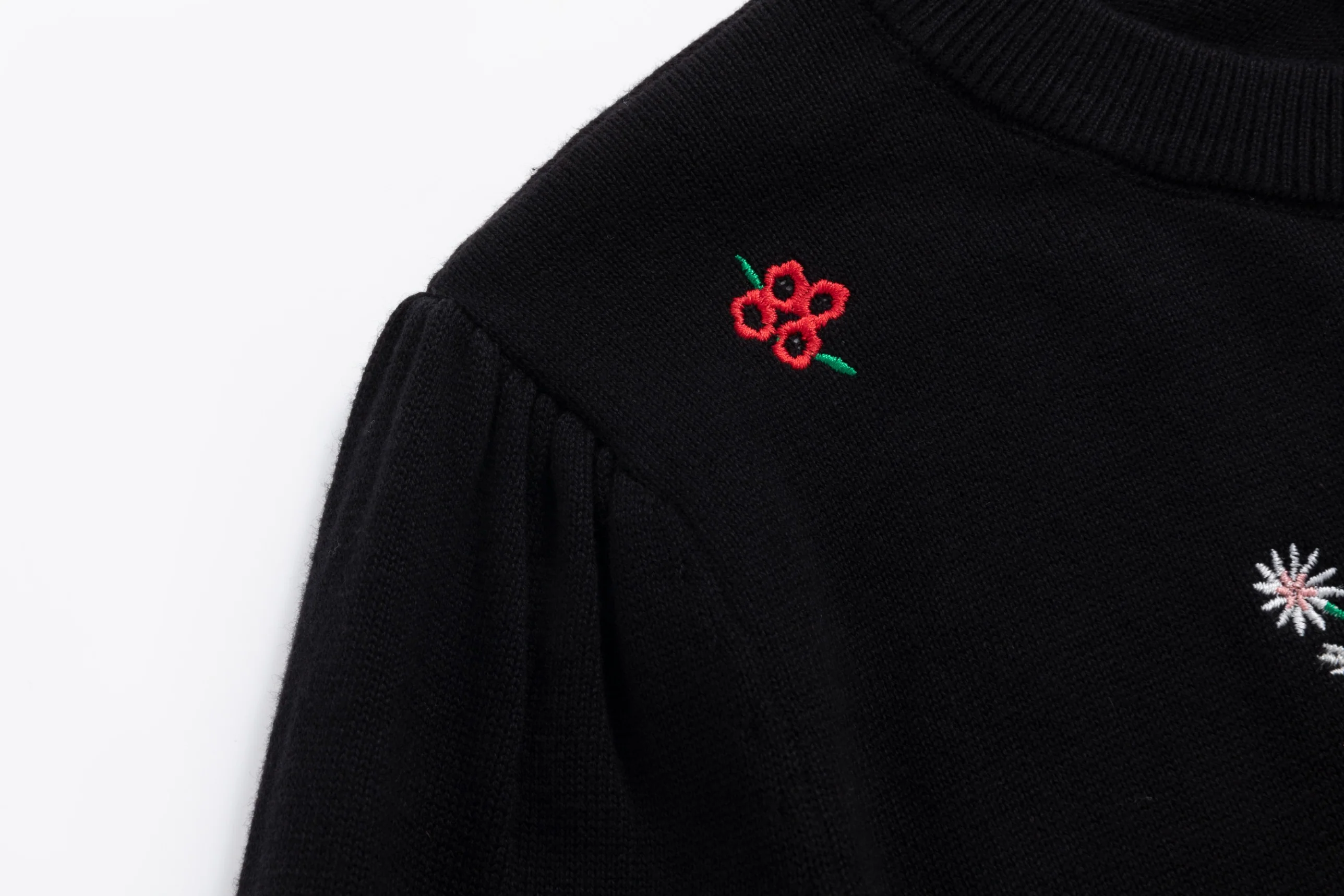 Knit Cardigan With Multicolor Embroidery - Black - Image 6