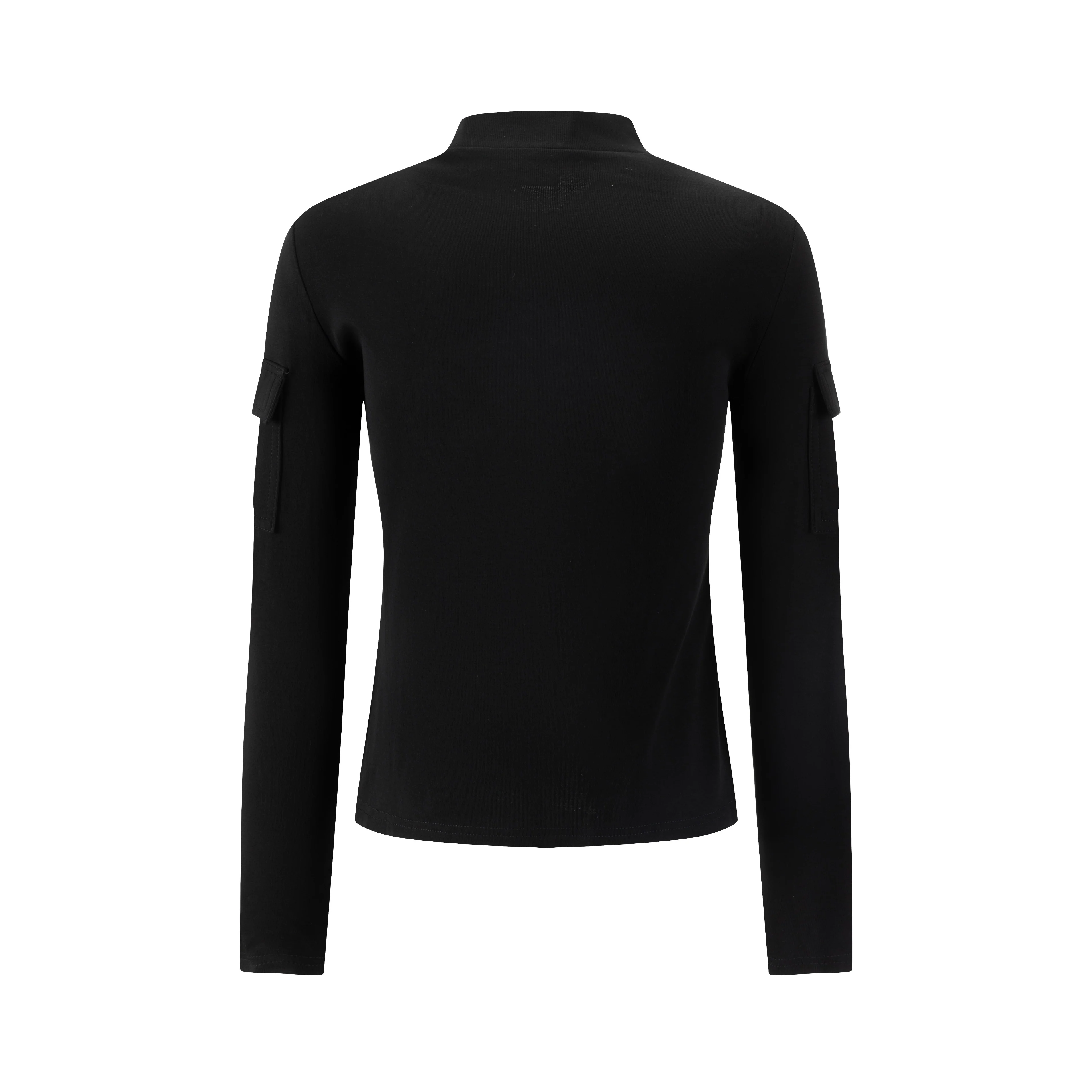 Black Mock Neck With Pockets On Sleeve - Image 3
