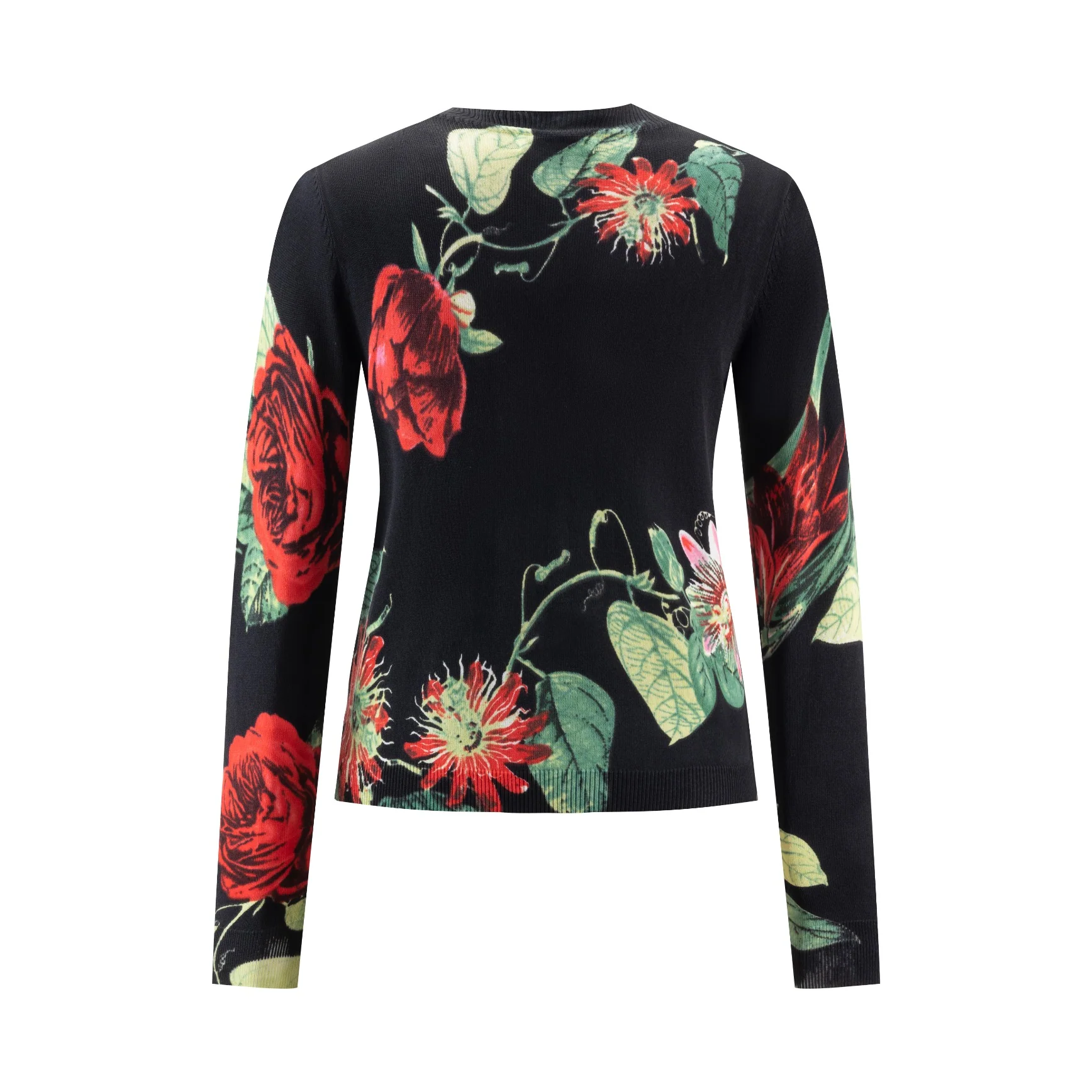 Black Printed Floral Knit Top - Image 3