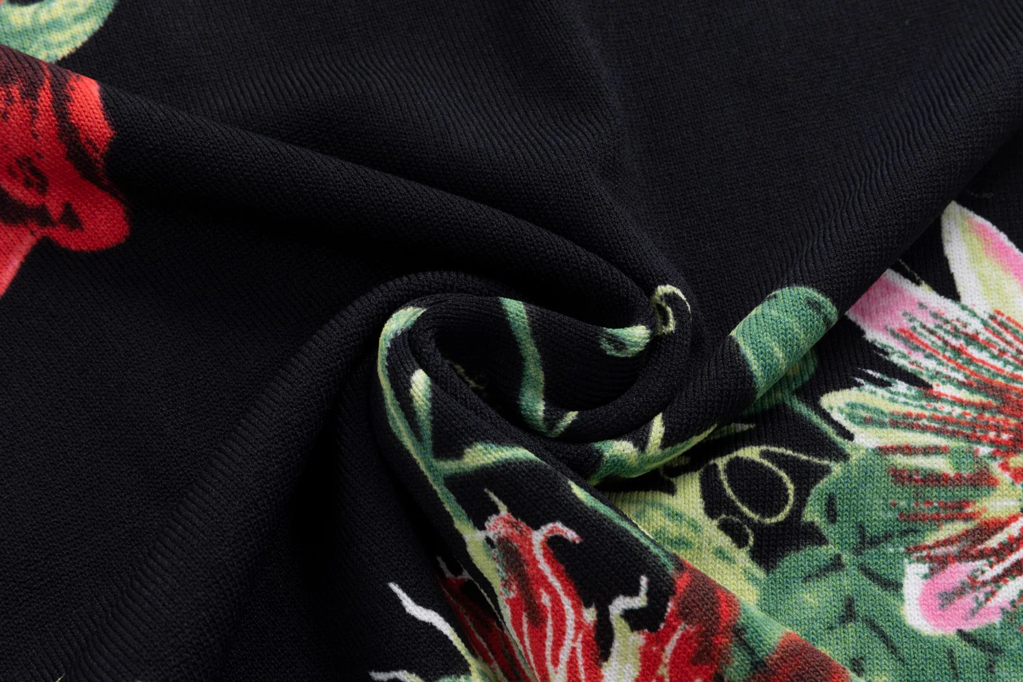 Black Printed Floral Knit Top - Image 5