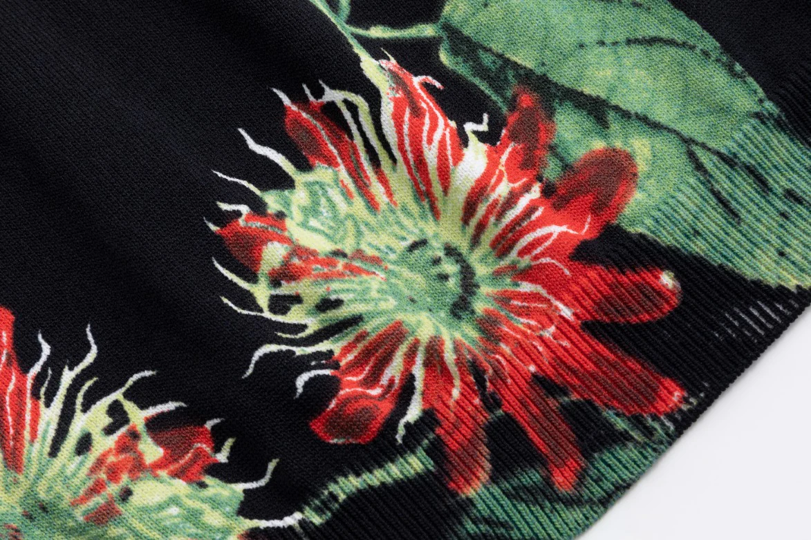 Black Printed Floral Knit Top - Image 8