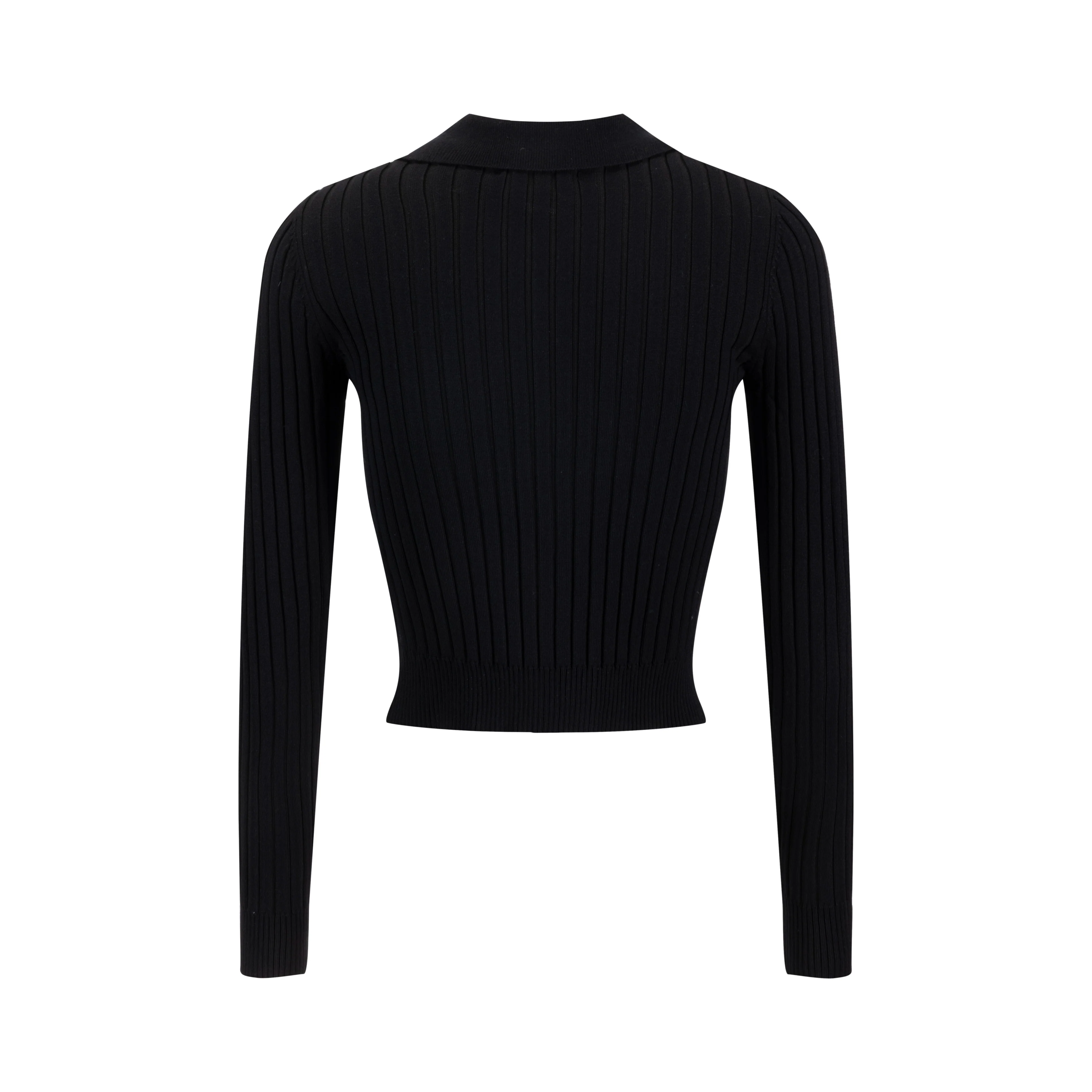 Ribbed Knit Top With Pocket - Black - Image 2