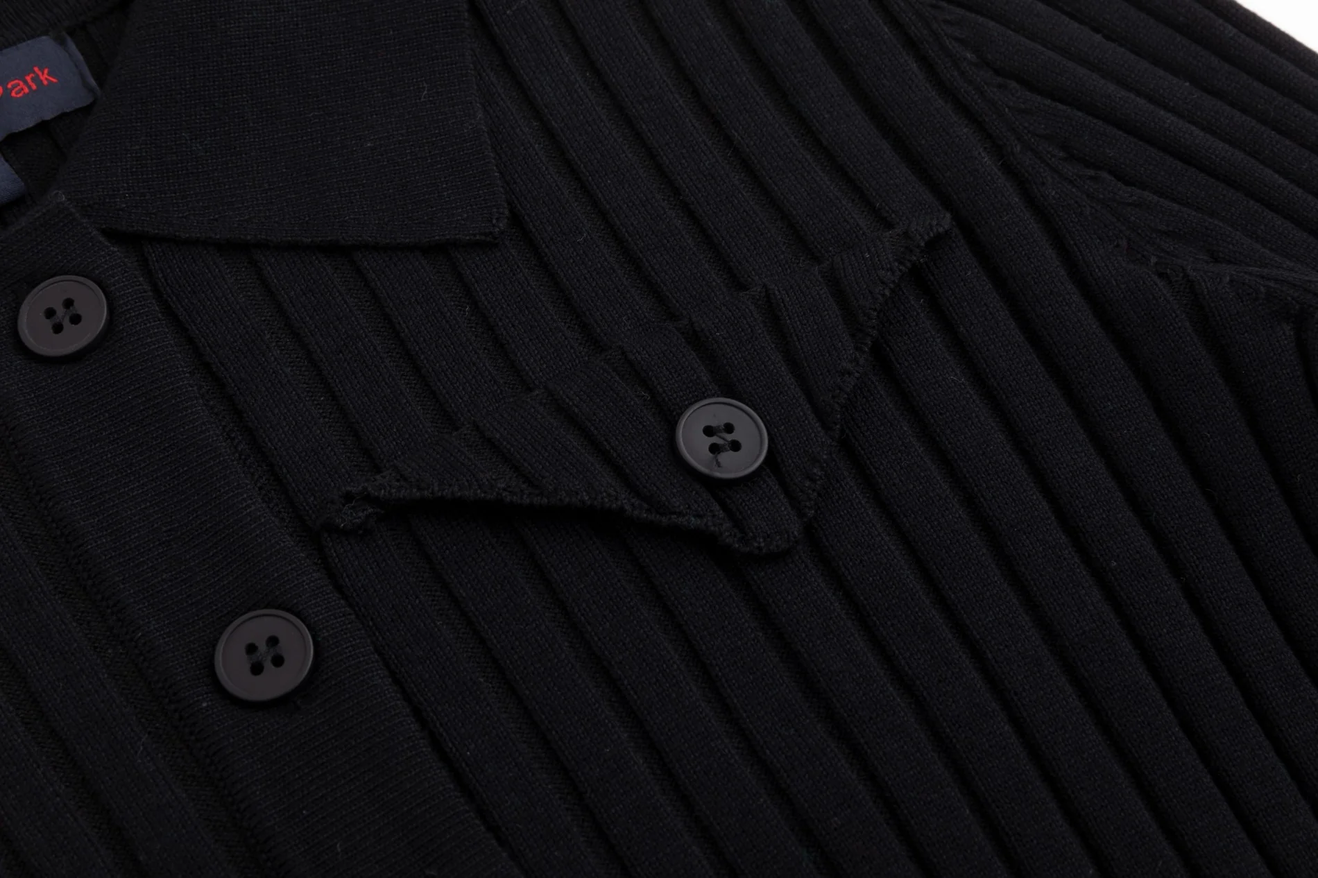 Ribbed Knit Top With Pocket - Black - Image 5
