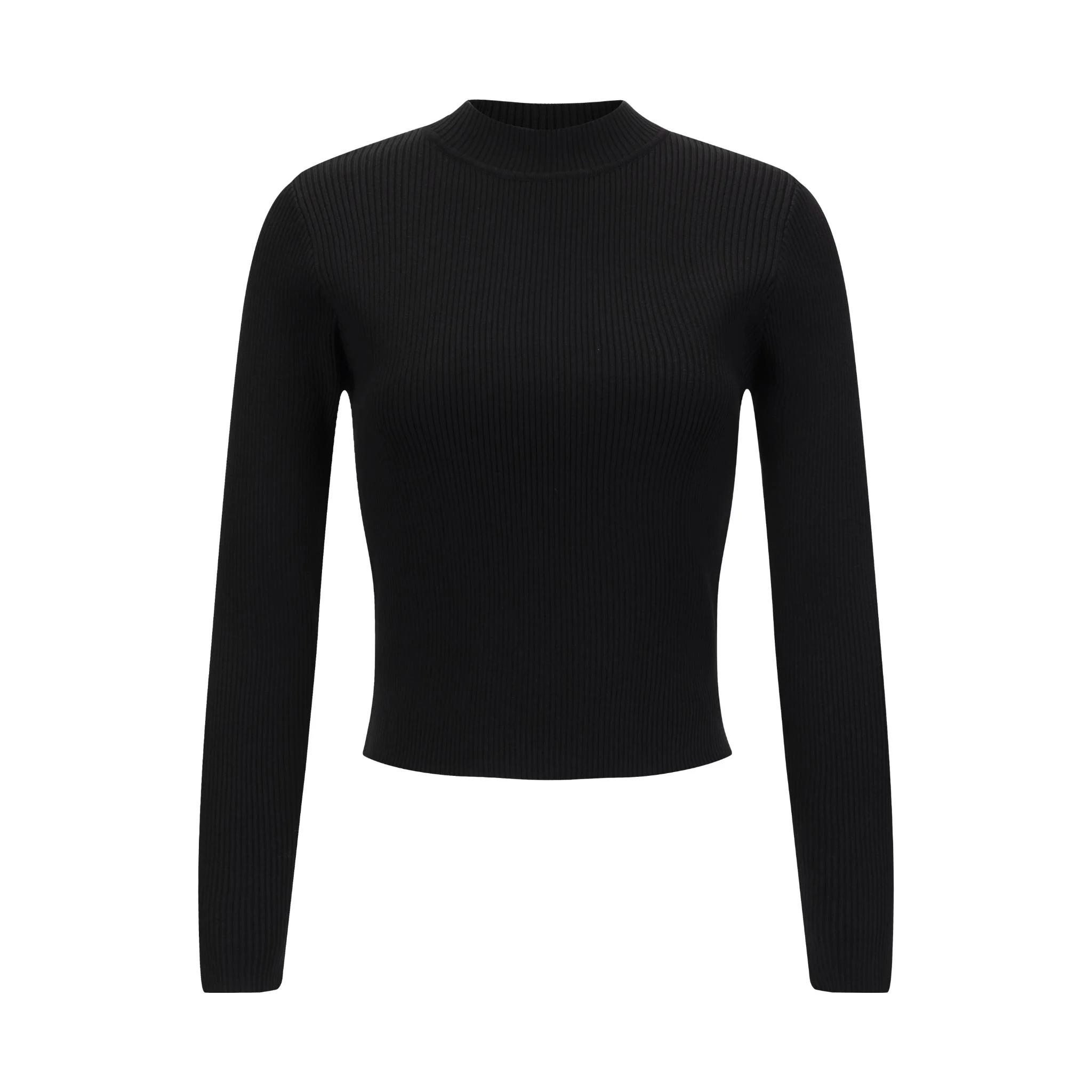 Black Ribbed Turtle Neck Sweater - Image 2